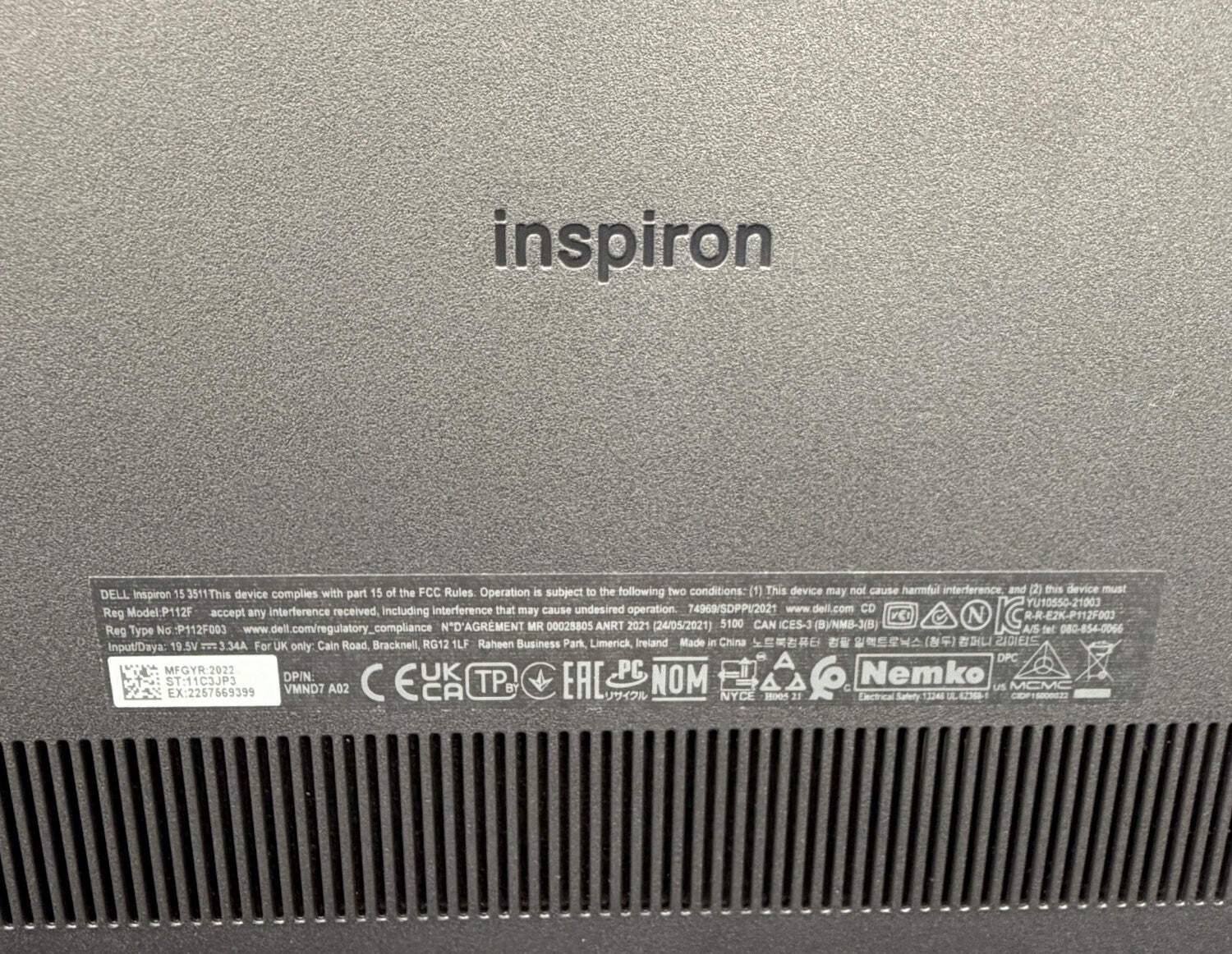 Dell Inspiron 3511 15.6″ i5-1035G1 1.2GHz 16GB RAM 500GB SSD
