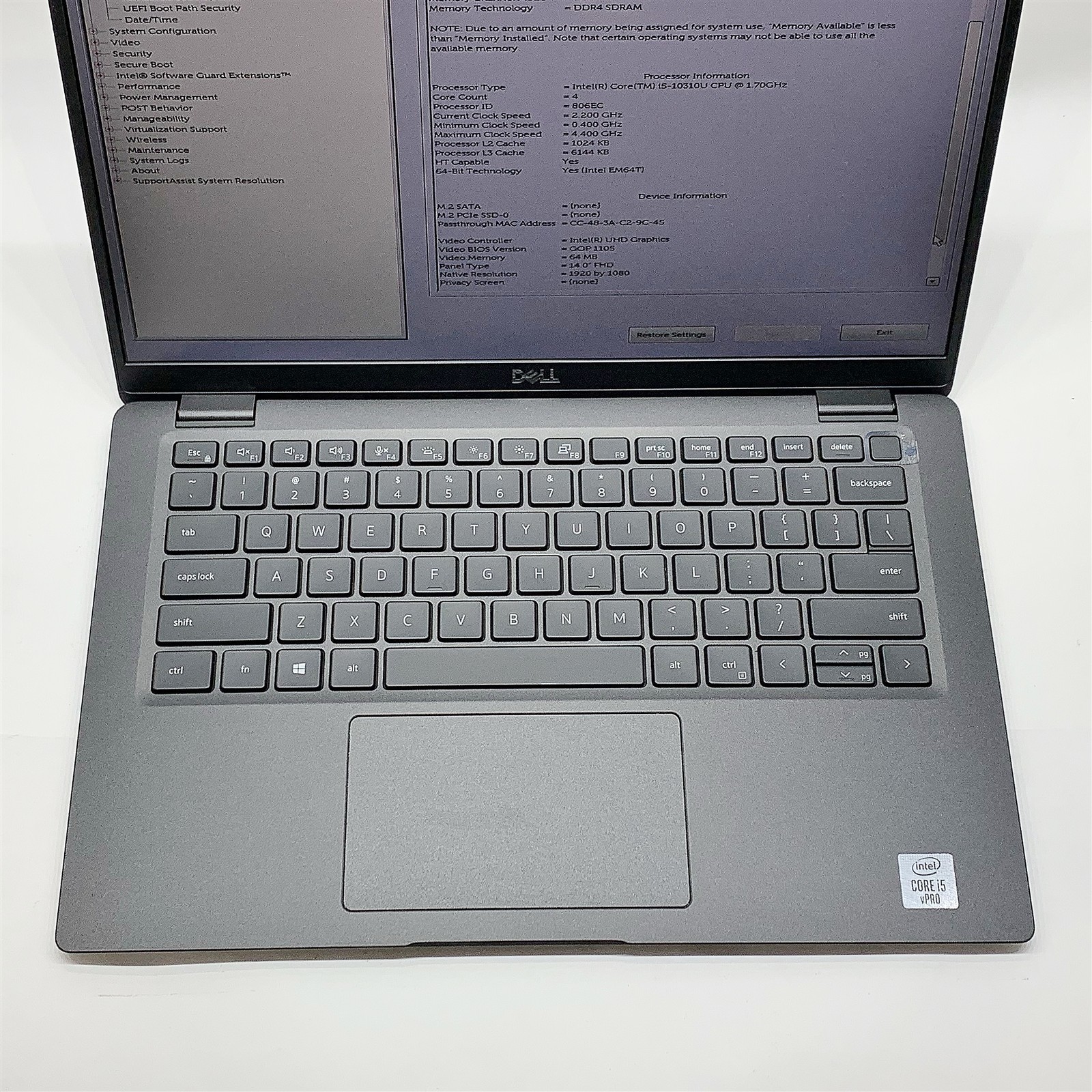 Dell Latitude 7410 Laptop Intel i5 10310U 1.70GHZ 14″ FHD 8GB RAM NO HDD Parts