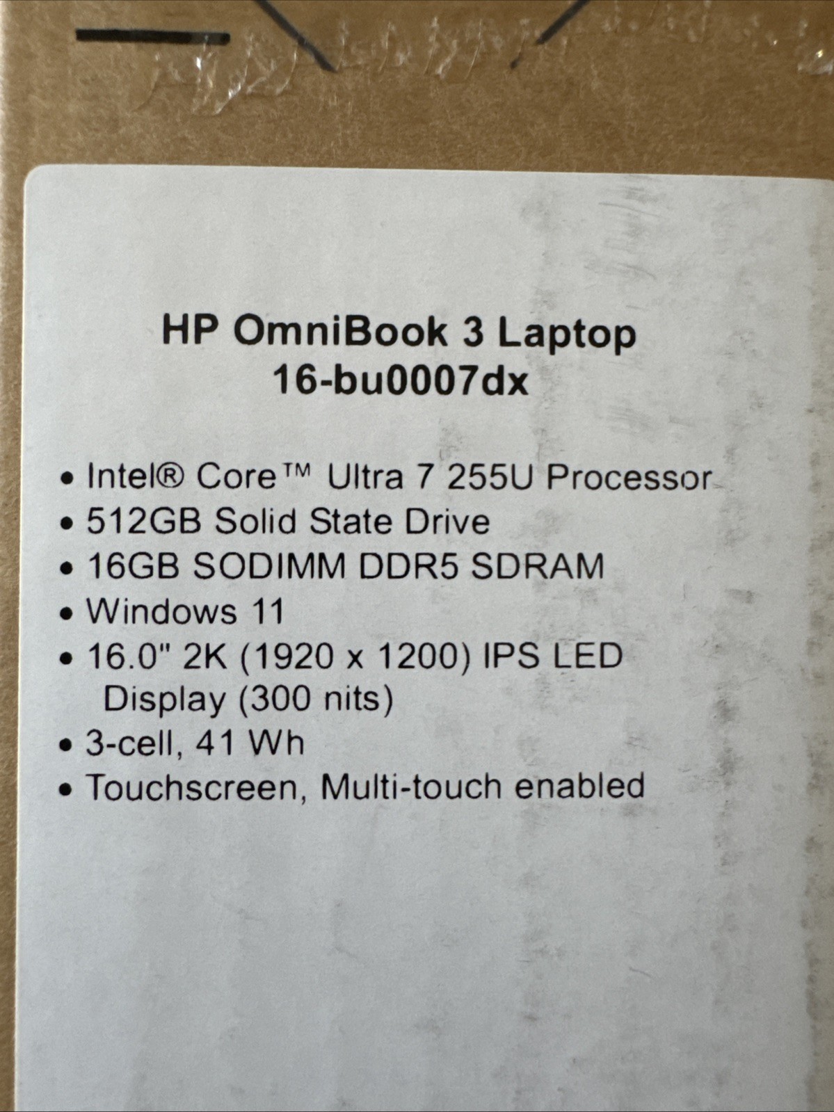HP OmniBook 3 16″ 2K Touchscreen Laptop Intel Core Ultra 7 / 16GB / 512 SSD New