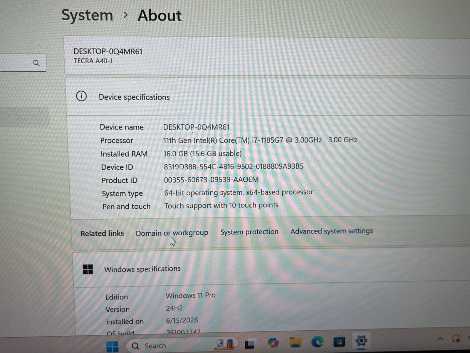 Toshiba Dynabook 14″ Touch Laptop i7 11th Gen 512GB SSD 16GB RAM Win 11 Pro