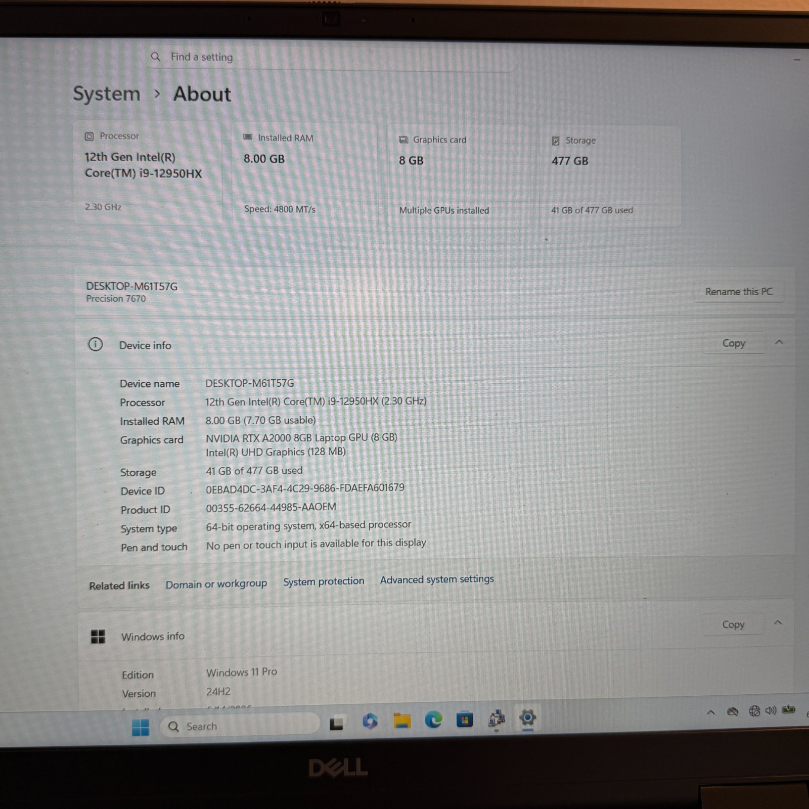 Dell Precision 7670 16″ i9-12950HX RTX 3080 Ti 16GB 8GB RAM 512GB SSD Win11 Pro