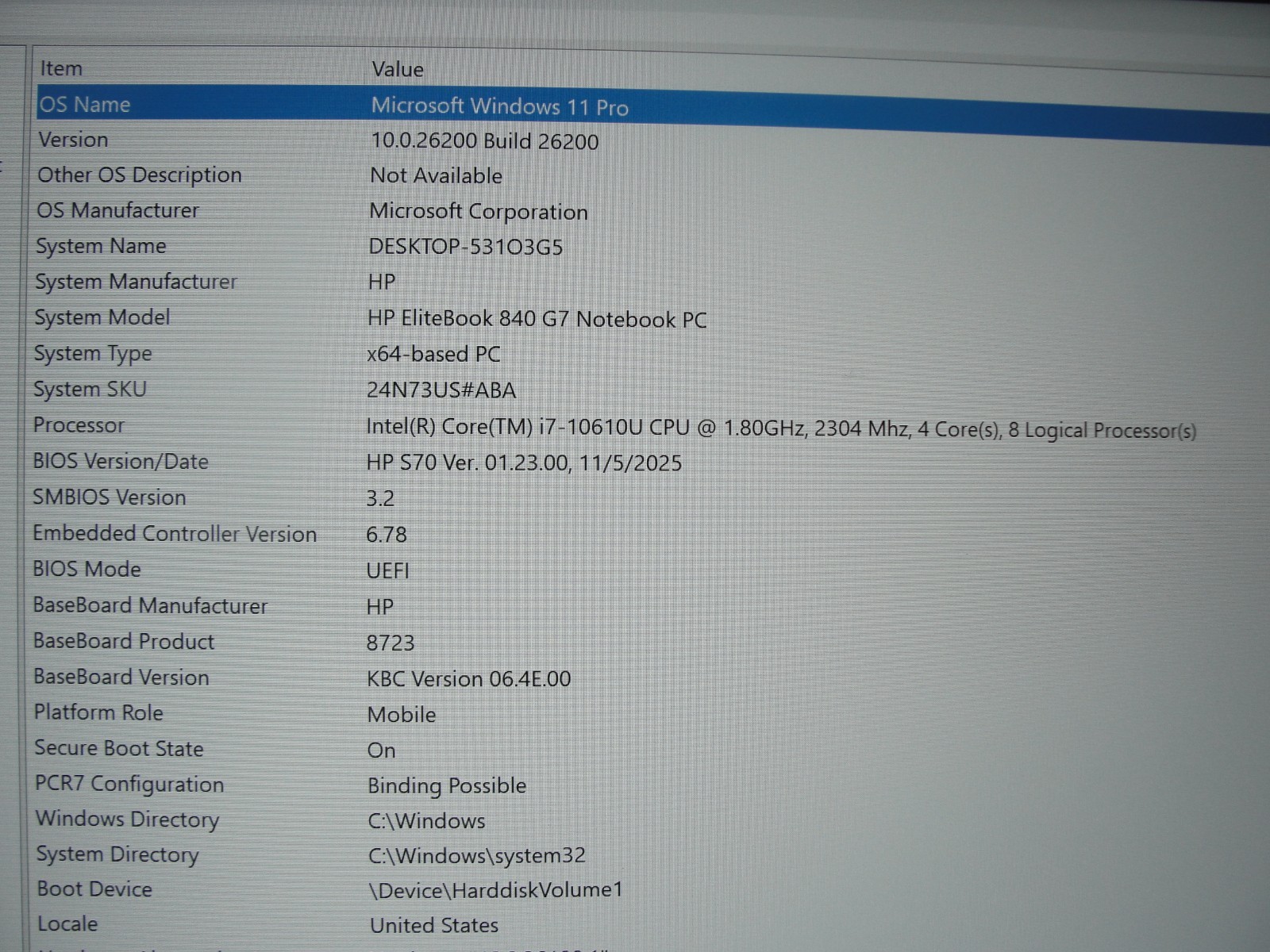 HP EliteBook 840 G7 14”FHD Intel Core i7-10610U 1.8GHz 8GB RAM 256GB SSD+Charger