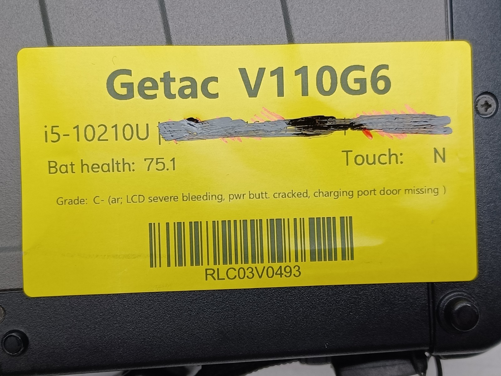 Getac V110 G6 i5-10210U NO RAM NO OS NO SSD, For parts/repair