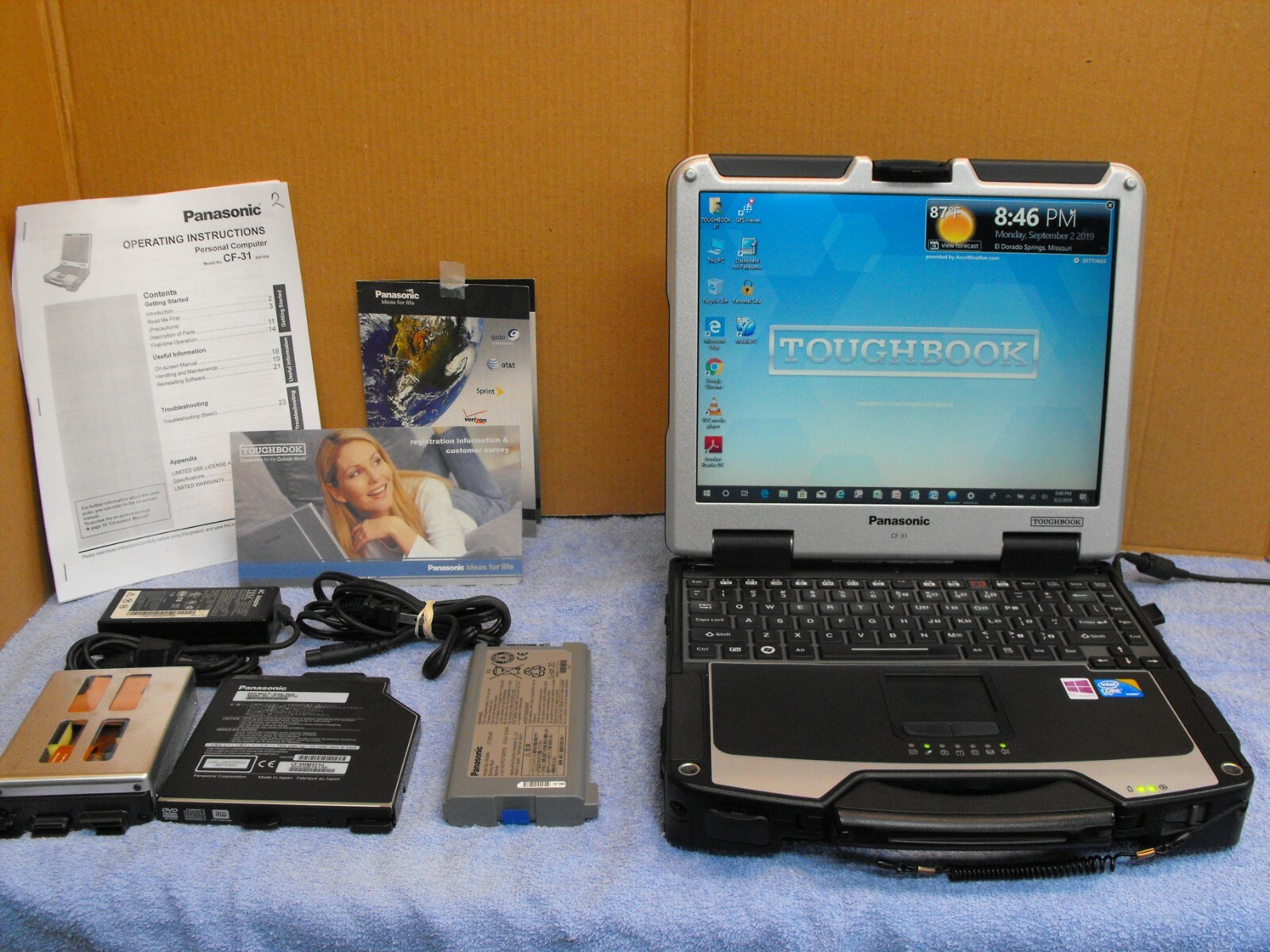 Black Panasonic Toughbook CF-31 MK5 500gb 8gb *GLOBAL GPS* BACKLIT WIN 10, 11