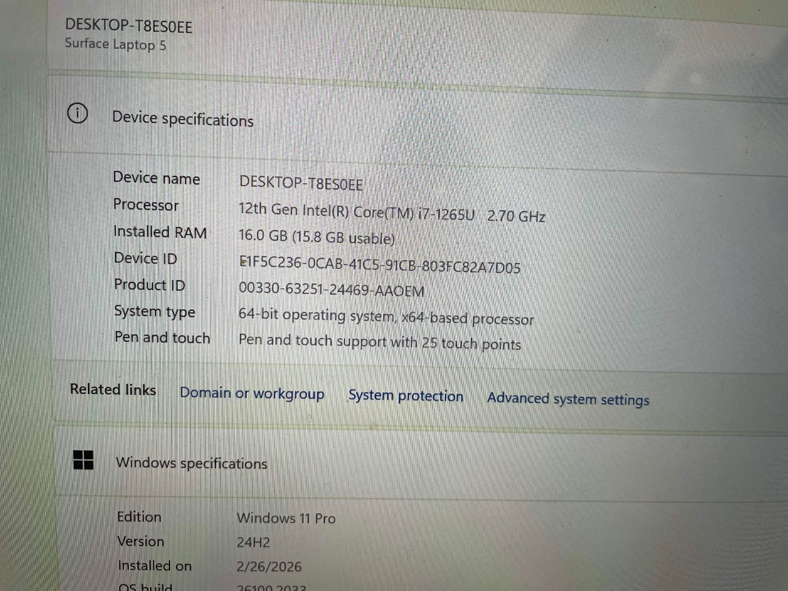 Microsoft Surface Laptop 5 13.5” 1951 Intel i7-1265U 16GB RAM 512GB NVME NO PS
