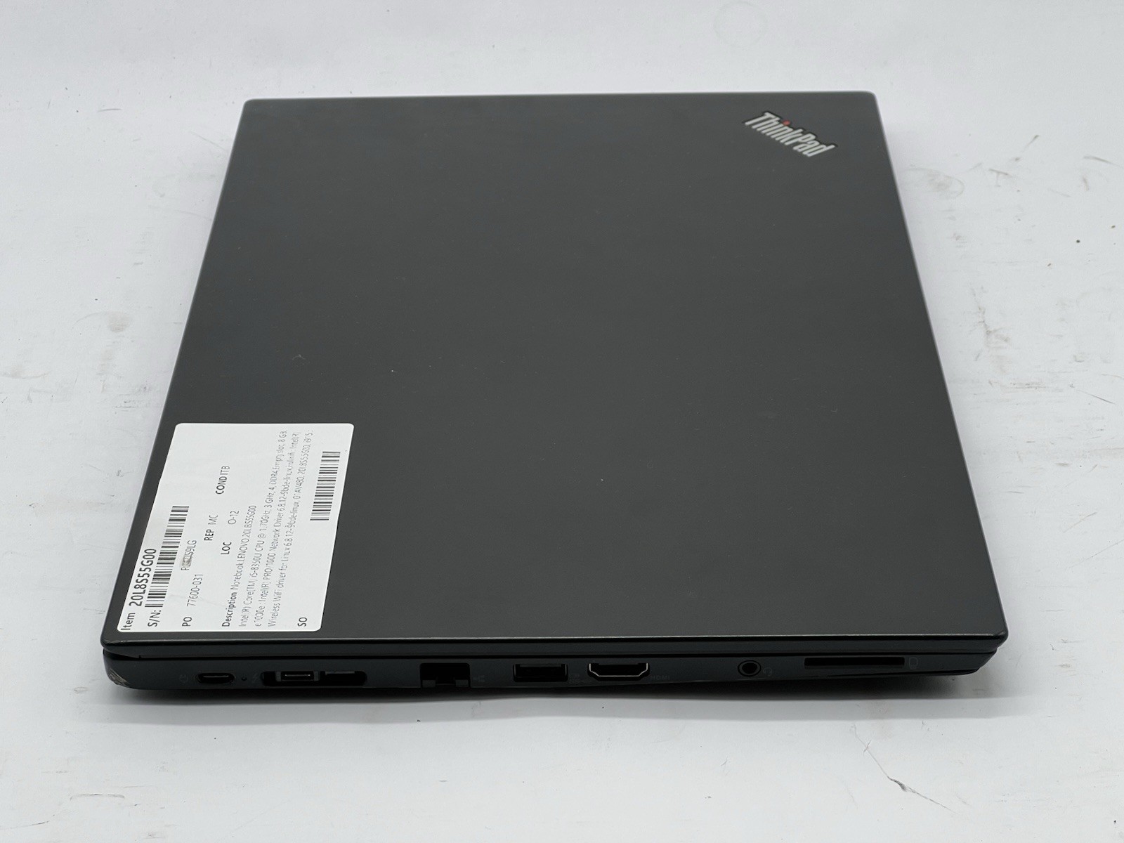Lenovo ThinkPad T480s, i5-8350U CPU, @ 1.70GHz, 8GB RAM-No HDD/OS/Charger