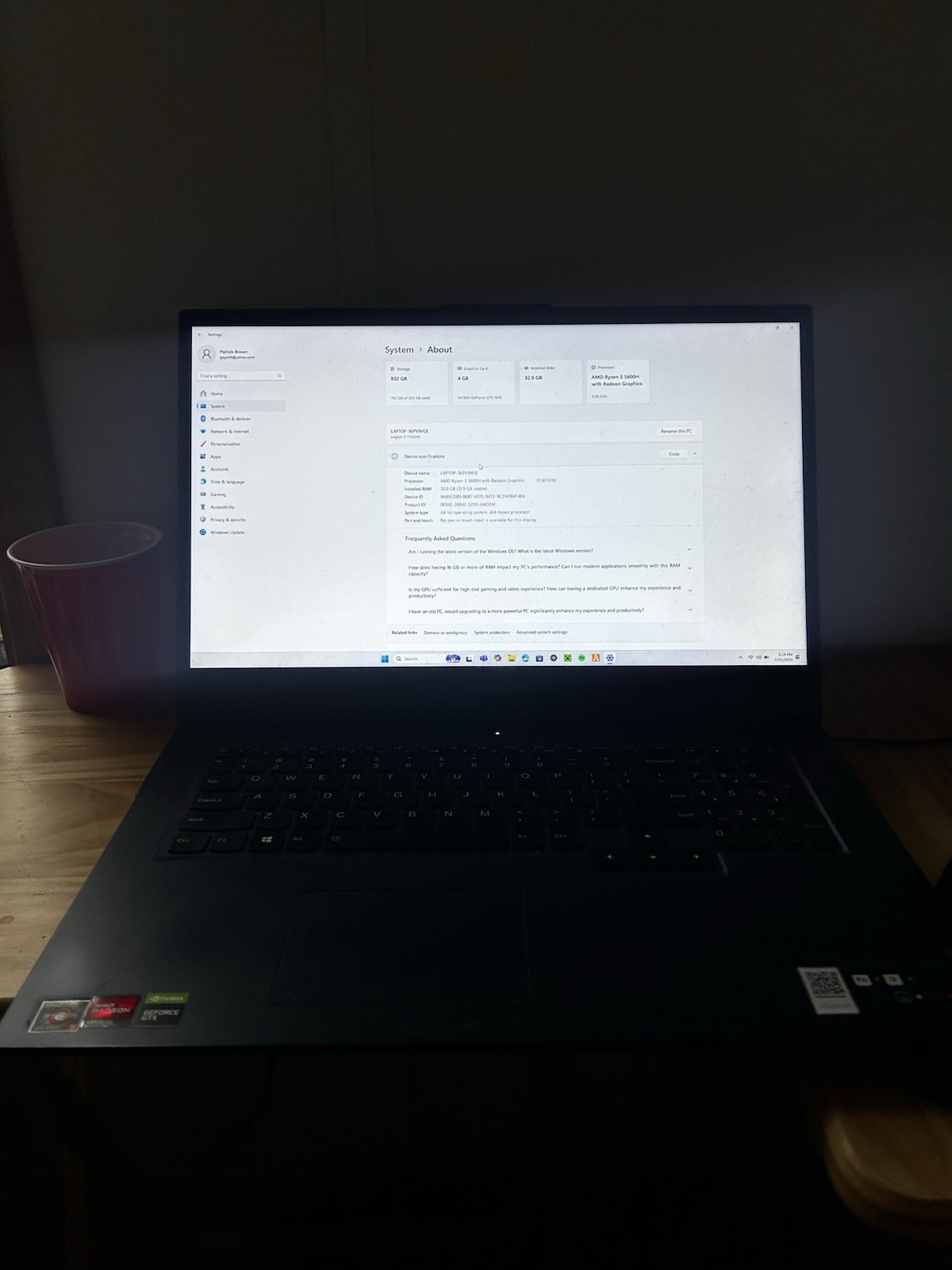 AMD Ryzen 5 Laptop Gaming Pre-owned 5600H Radeon Graphics