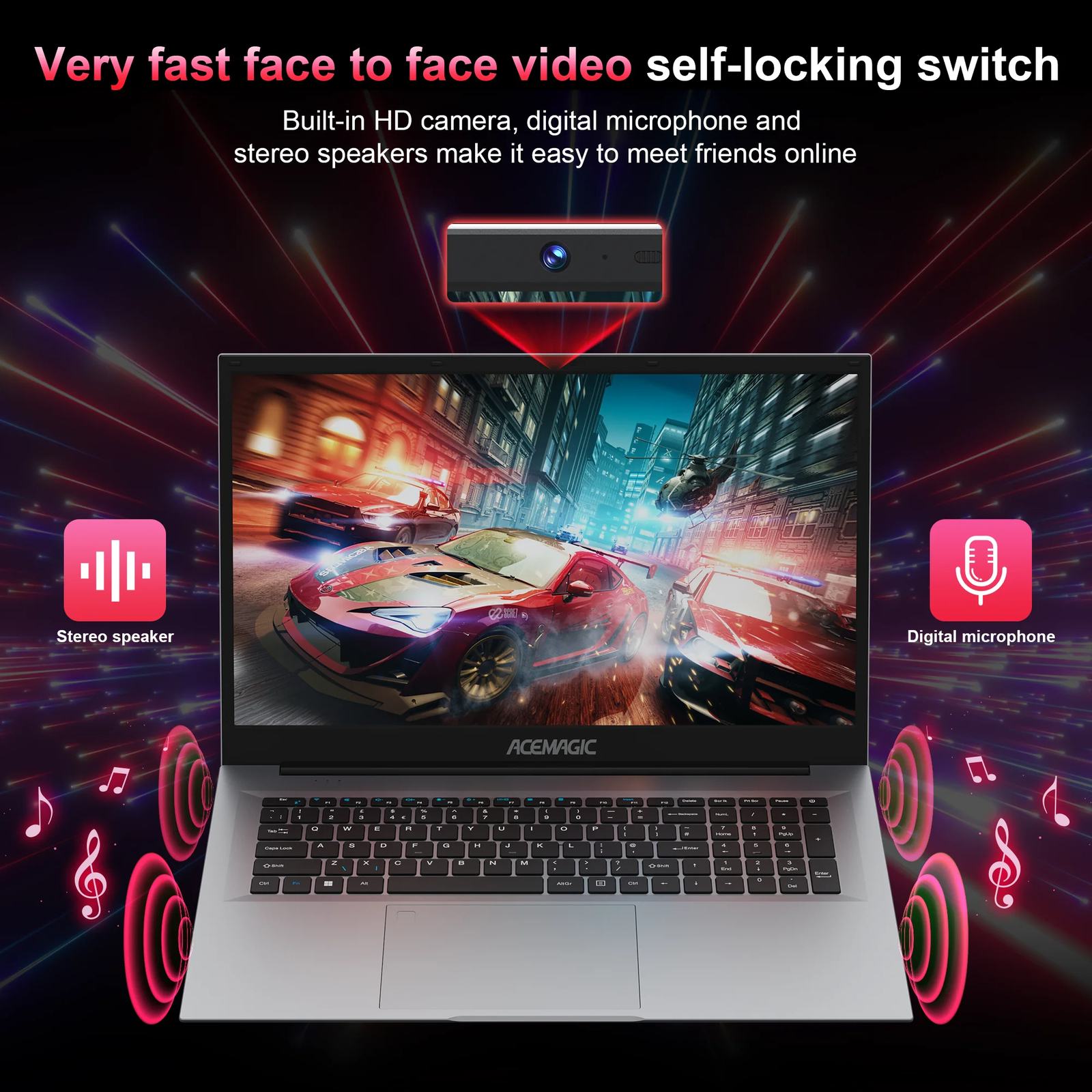 ACEMAGIC 18.5 in Laptop Intel N150 16GB DDR4 512GB SSD WIFI windows 11 Pro 1080P