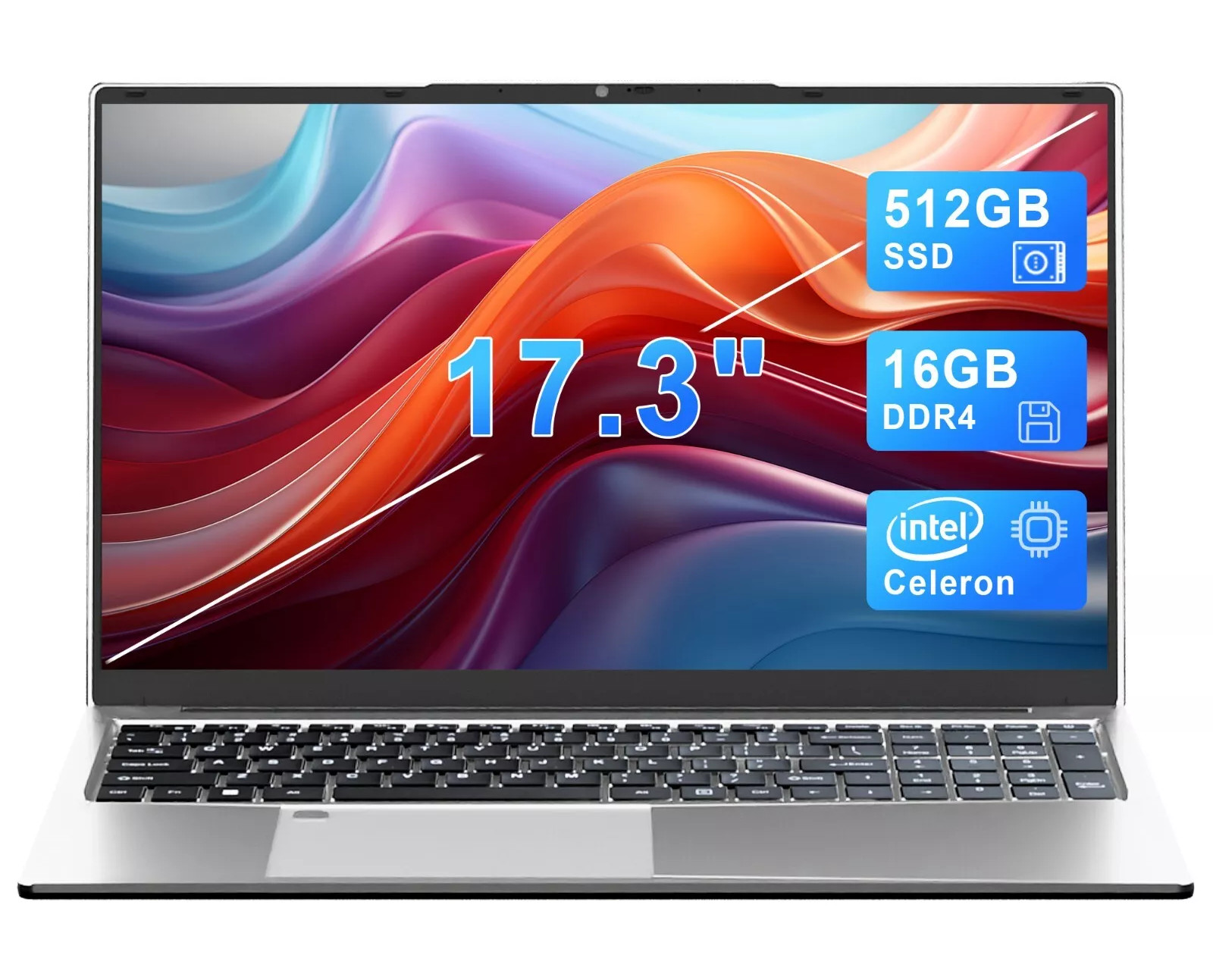 Laptop 16GB RAM 512GB SSD 17.3″ Intel Celeron N5095 Backlit KB Win11 Pro(Used)