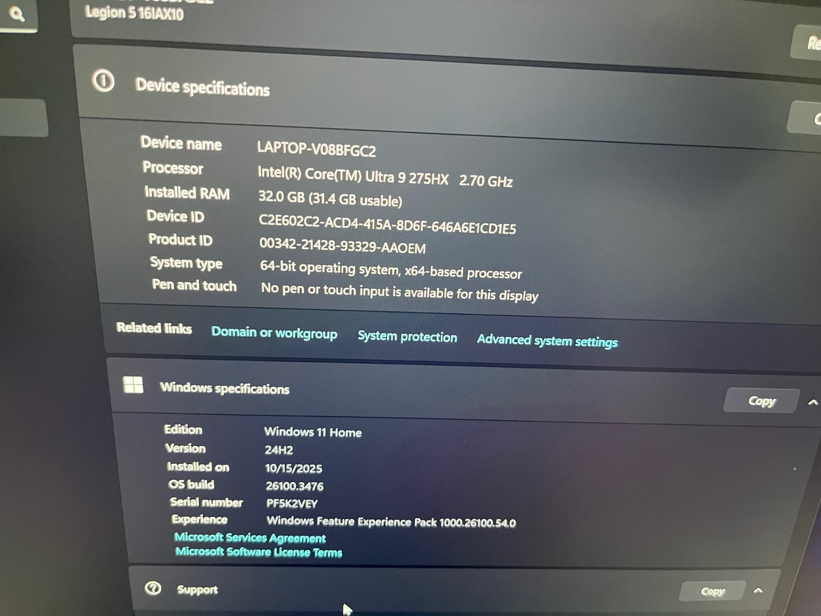 Lenovo LEGION 5i 16″ Gaming Laptop Ultra 9 275HX RTX 5060 32GB 1TB 83NX0000US