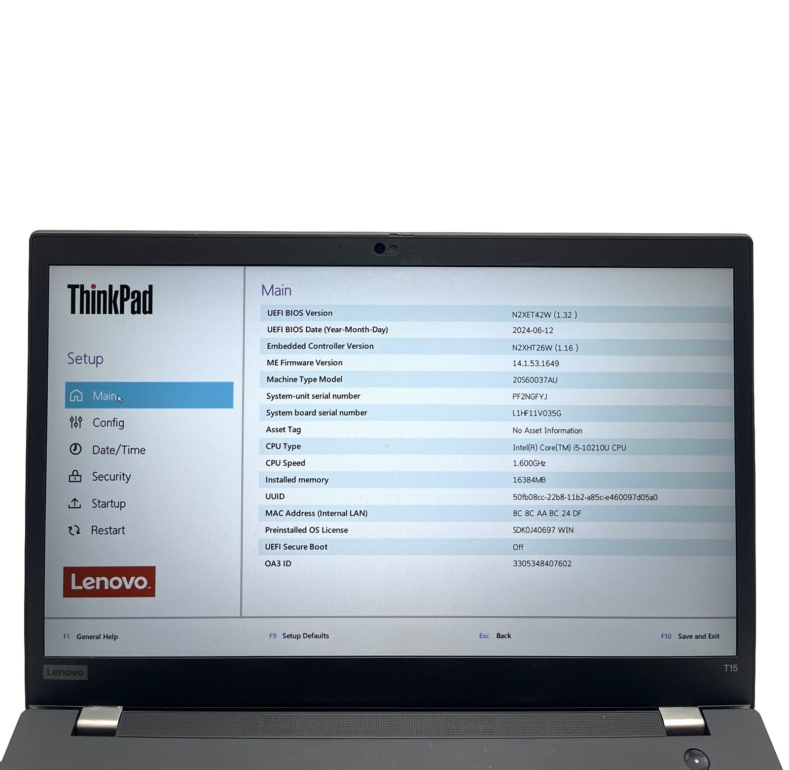 Lenovo ThinkPad T15 Gen 1 i5-10210U 16GB RAM 512GB SSD 15.6″ Laptop