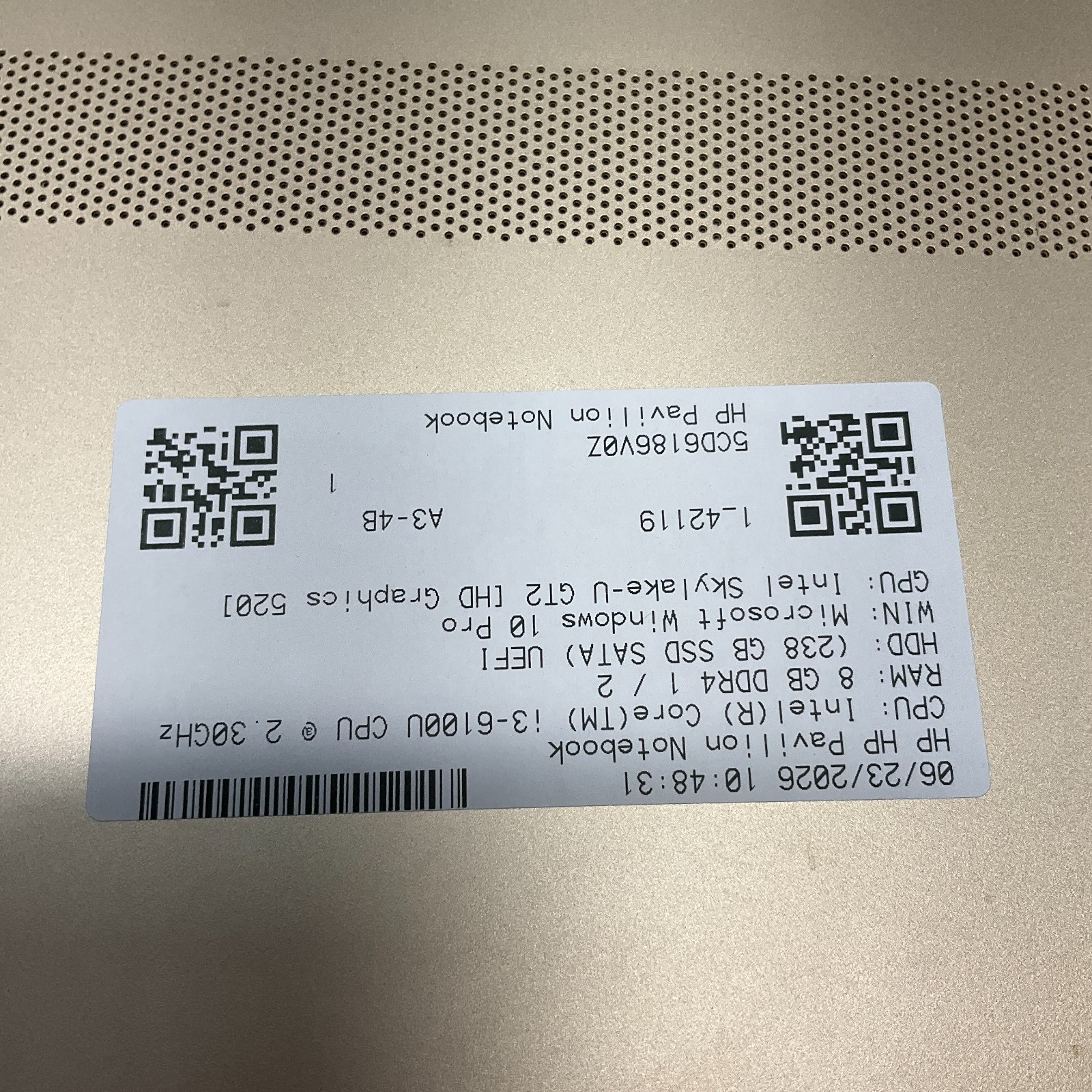 HP 14-AL061NR | CORE I3-6100U 2.30 GHZ 8GB 256GB SSD Windows 10 Pro Laptop