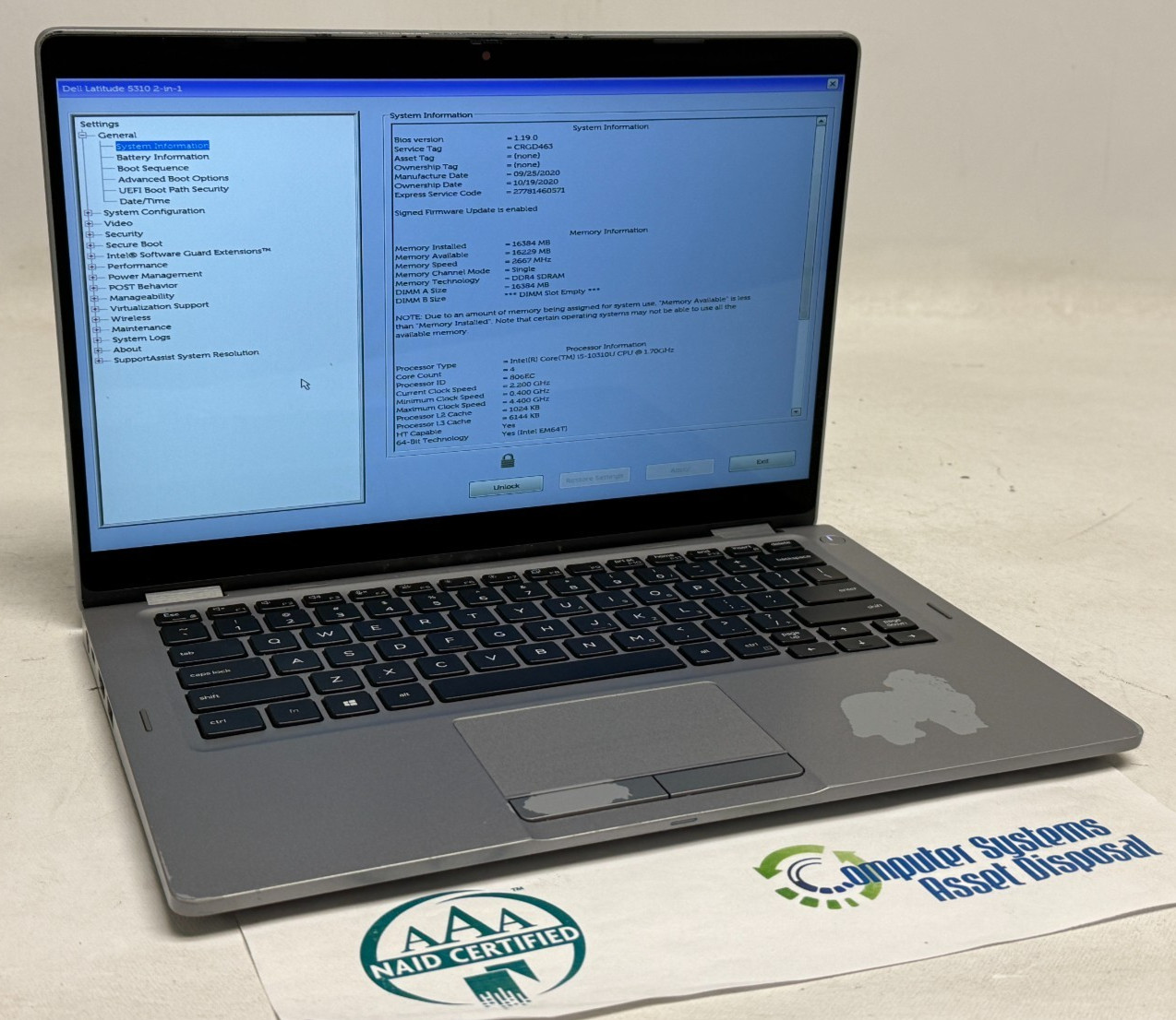 Dell Latitude 5310 2in1 13.3″ (i5-10310u – 16GB RAM – 256GB SSD – Win11Home)*