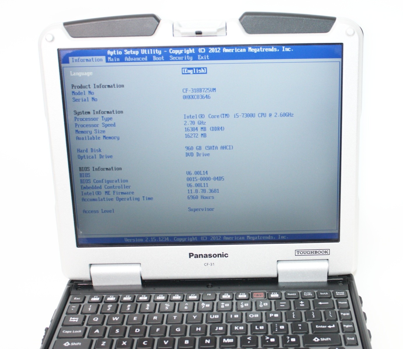 Panasonic Toughbook CF-31 Mk6 Laptop 13.1″ Touchscreen 16GB Memory 960GB SSD …