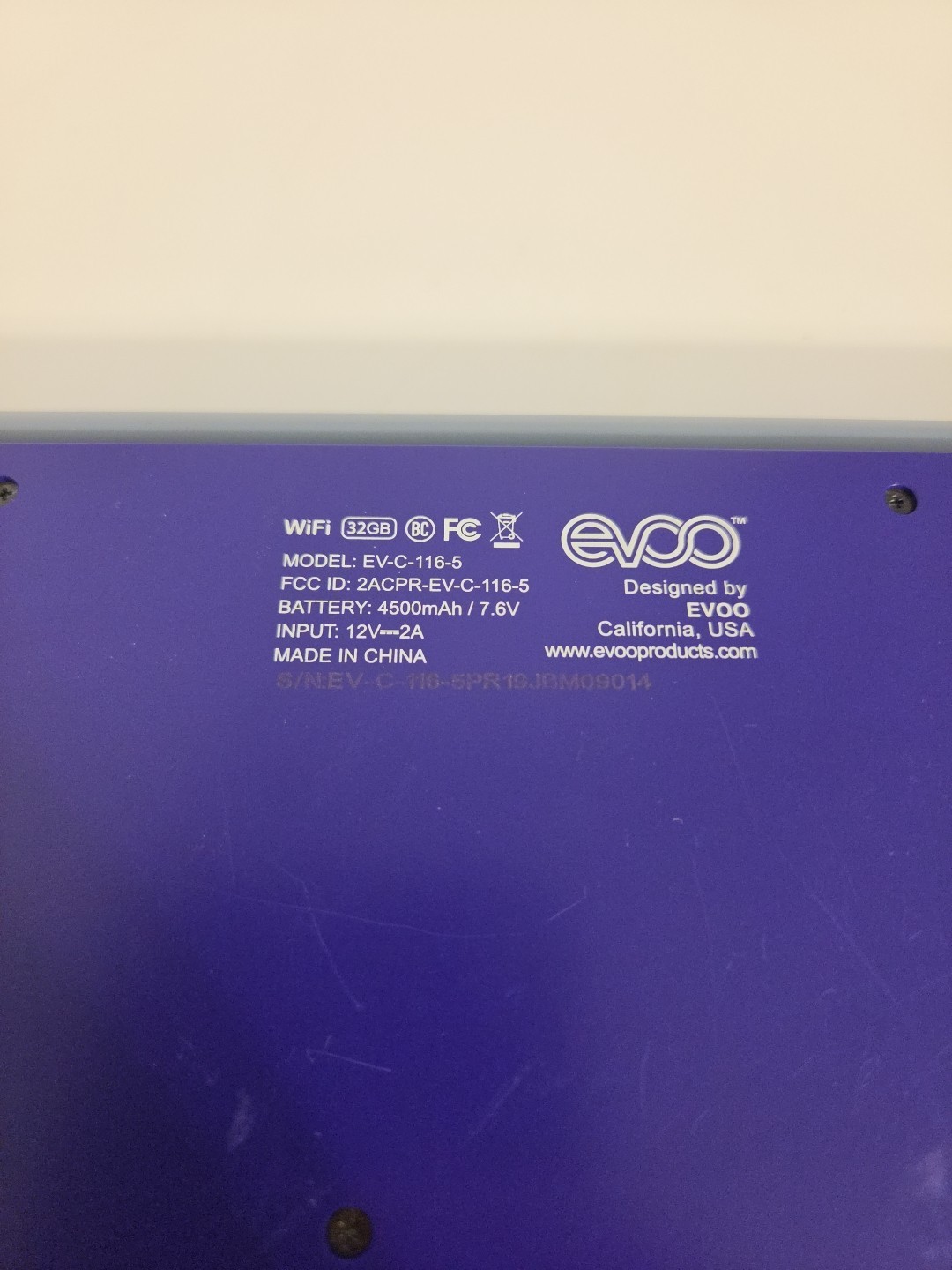 EVOO EV-C-116-5 Laptop Purple Not Tested As Is