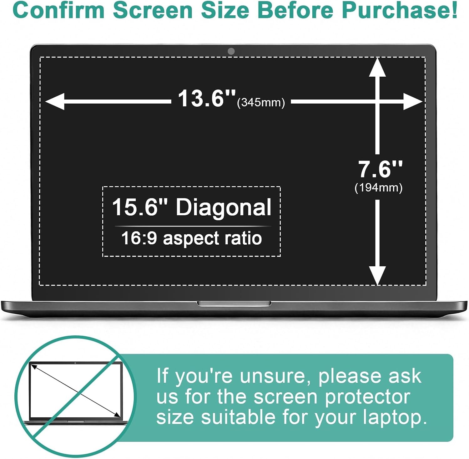 15.6 Inch 16:9 Anti Blue Light Screen Protector, Matte UV Blocking Film – 2-Pack