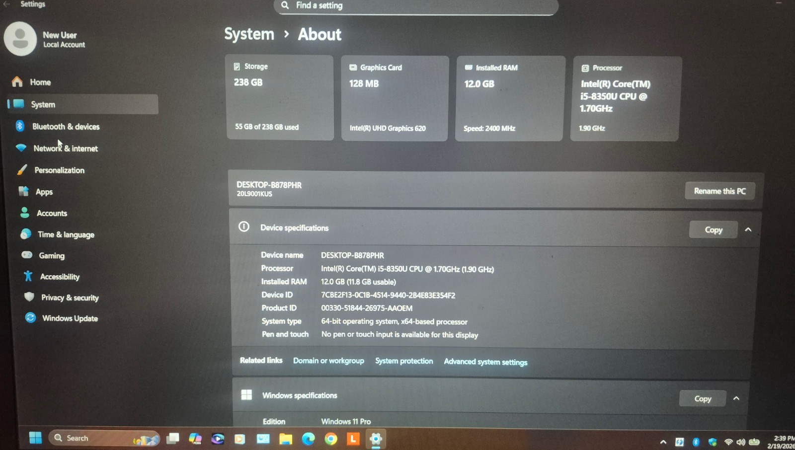 LENOVO THINKPAD T580 LAPTOP i5-8350U 12GB RAM 256GB NVMe WIN 11+ OFFICE 2021