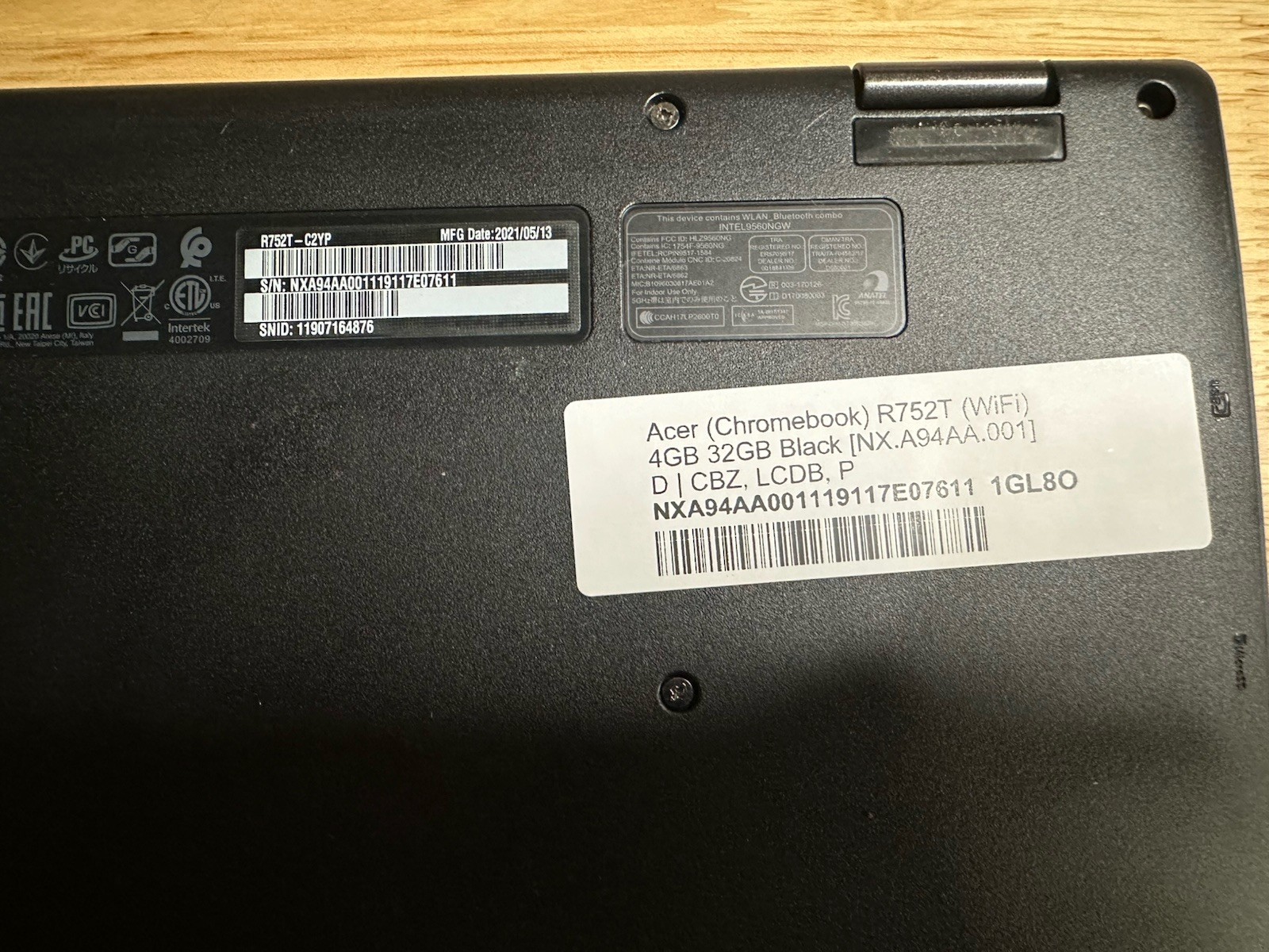 Acer Chromebook R752T 11.6″ Black Intel Celeron 4GB 32GB Chrome OS