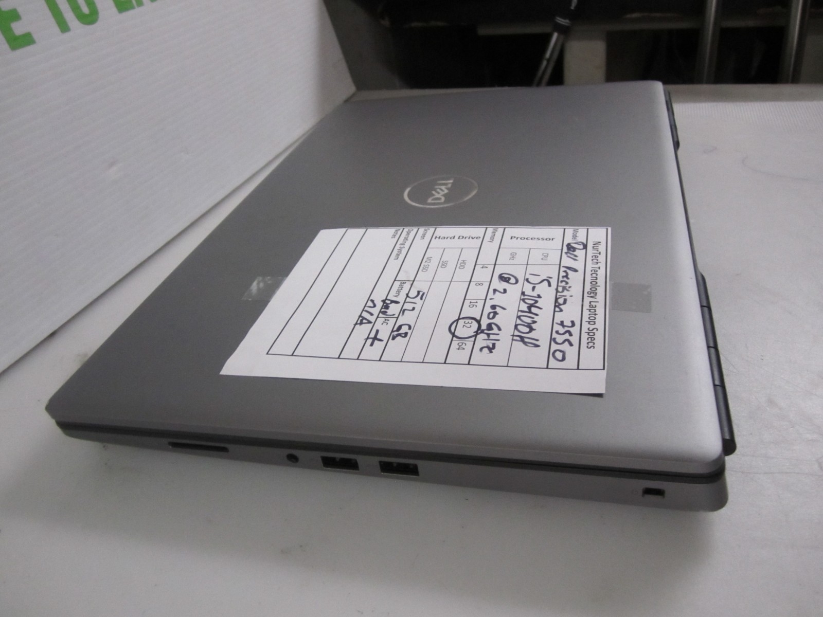 Dell Precision 7550 i5-10400H 2.60GHz 32GB 512GB M2SSD Laptop NO OS + AC READ_