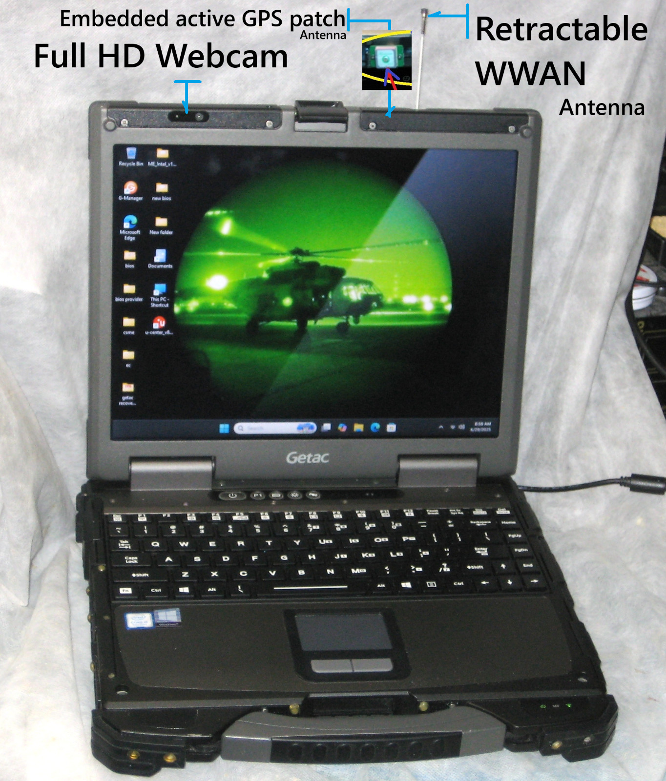 Getac B300-G7 Toughbook,i5-8250U@1.7ghz,1tBSSD,32GbRAM,WWAN,FHD webcam,uBlx GPS