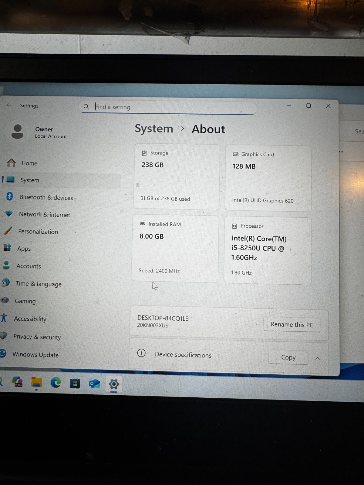 Lenovo ThinkPad E480 Core I5-8250 256GB SSD 8GB RAM Laptop For Repair #6105