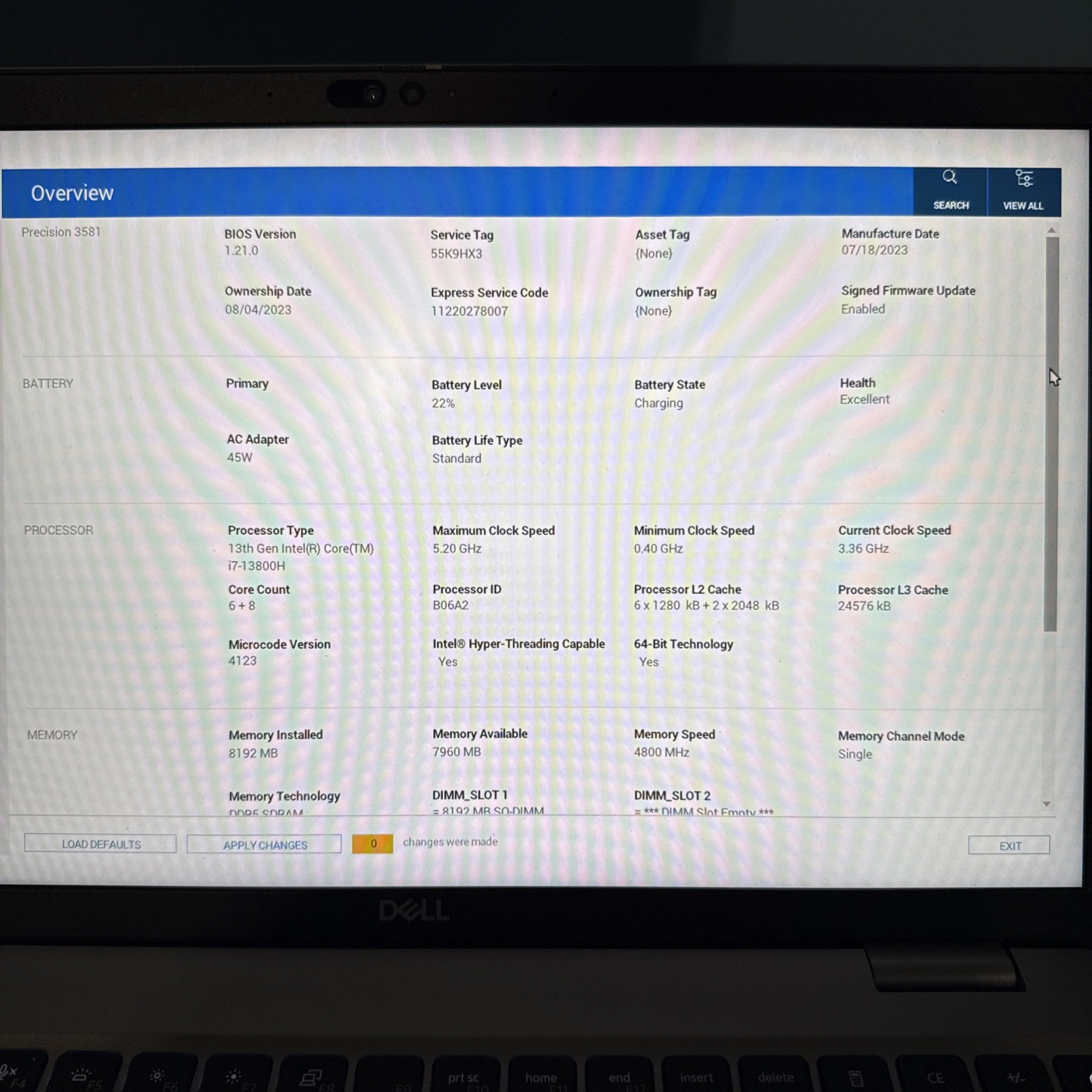 Dell Precision 3581 15.6″ i7-13800H 2.5GHz 8GB RAM NO SSD RTX 2000 ADA