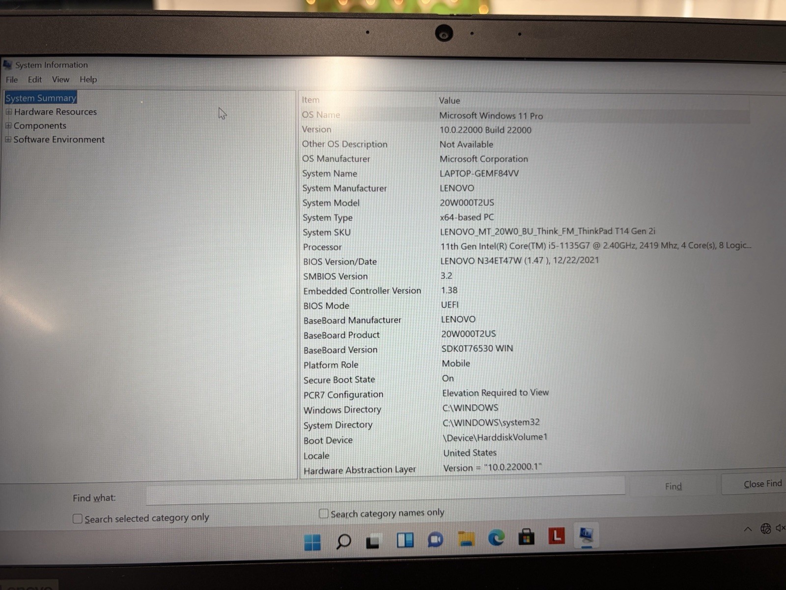 Lenovo Think T14 Gen 2 14″ 5-1135G7 2.4GHz 16GB 512GB Black – Never Deployed