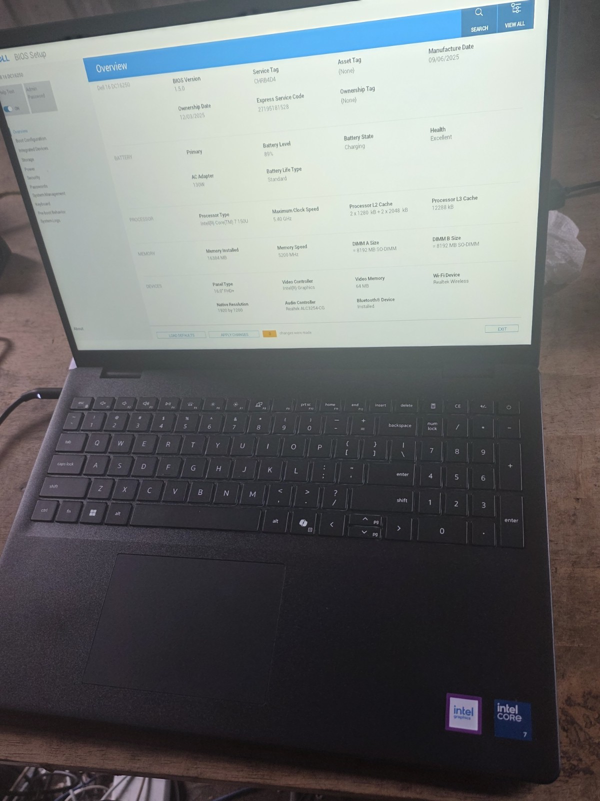 Dell Dc16250 16″ Touch Intel® Core™ 7-150U, 10 cores 1 TB SSD 16 GB DDR5 Good