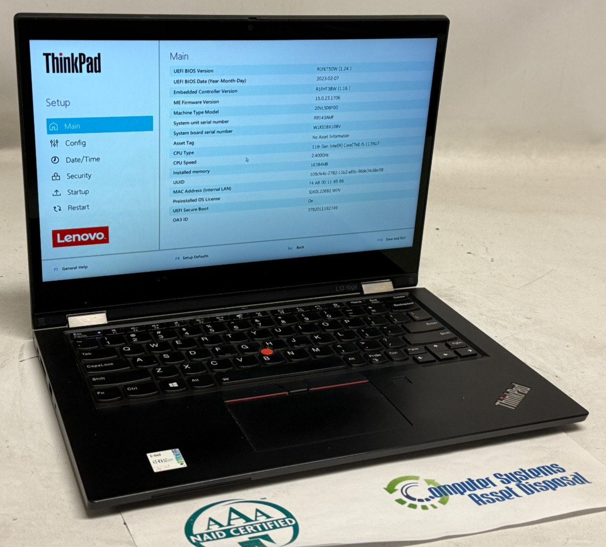 Lenovo ThinkPad L13 Yoga 2in1 13.3″ (i5-1135G7 – 16GB RAM – 256GB – Win11Home)