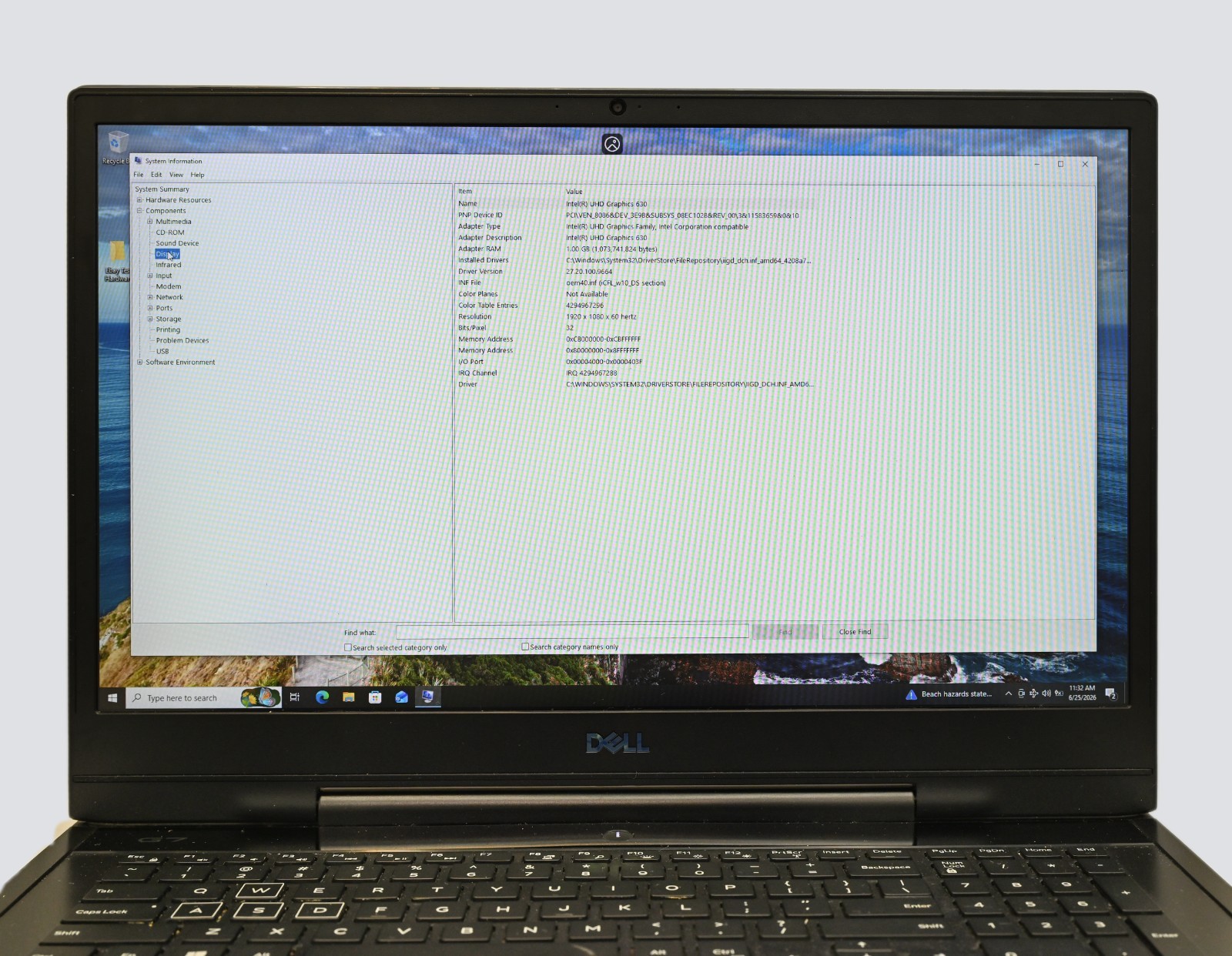 Dell G7 7790 i7-9750H 2.6GHz 16 GB RAM 256 GB SSD – Windows 11 -NO BATTERY