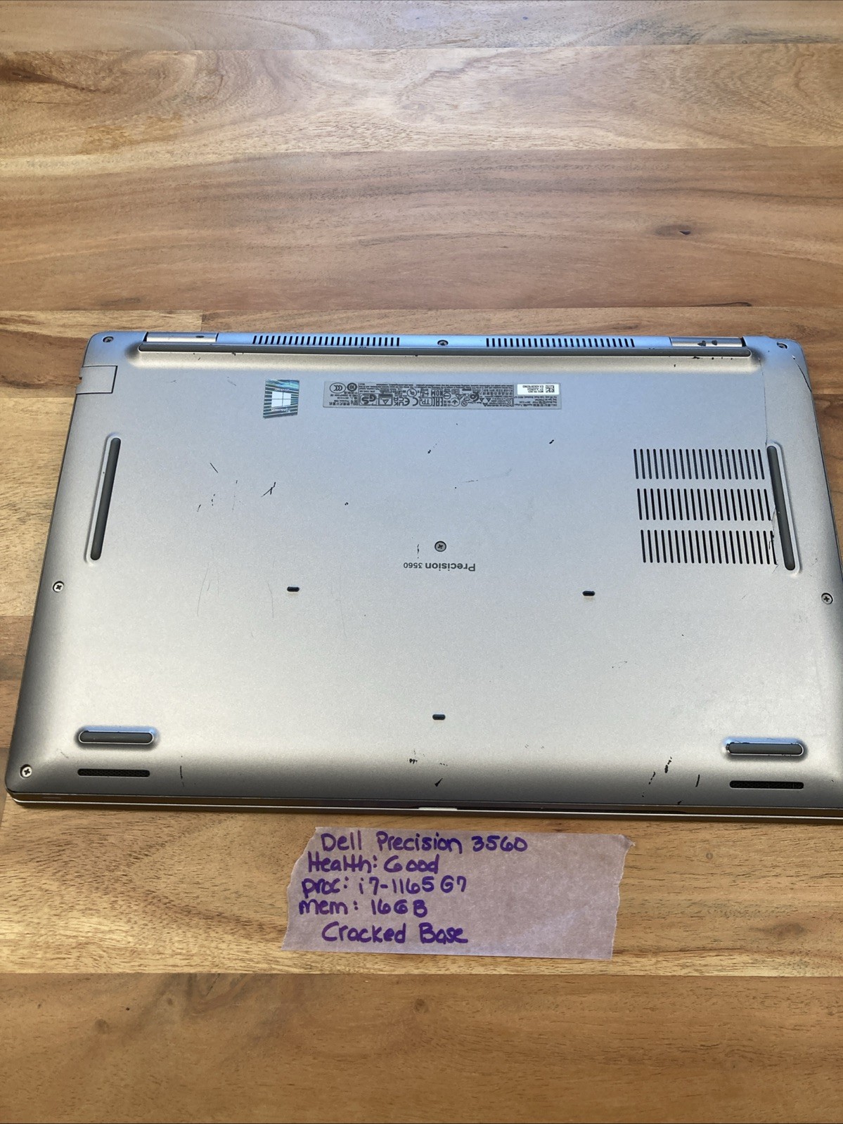 Dell Precision 3560 i7-1165G7 16GB RAM Quadro T500 Laptop (No HDD/OS/Adapter)