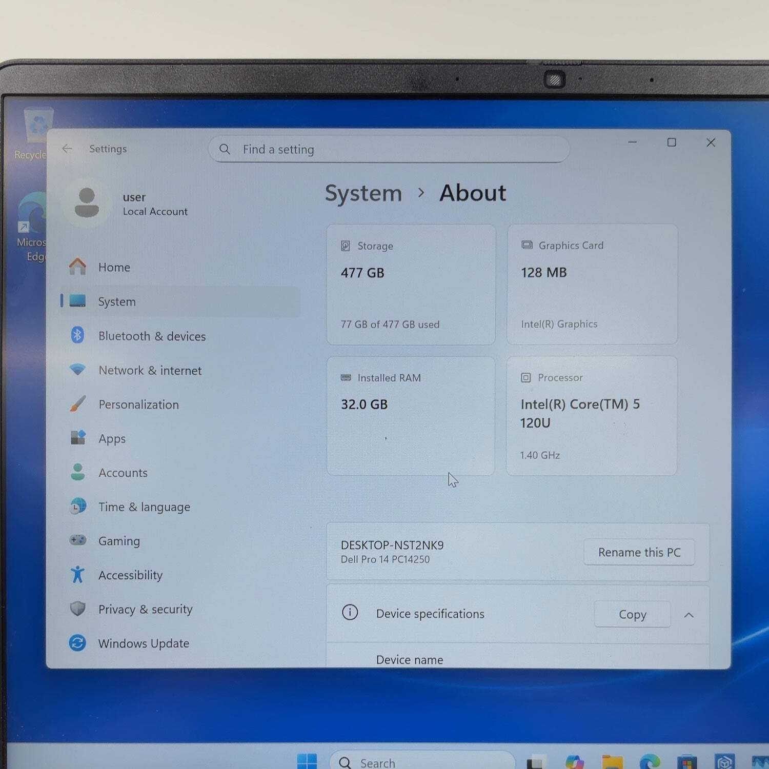 Dell Pro 14 PC14250 14″ Core 5 120U 1.4GHz 32GB RAM 512GB SSD