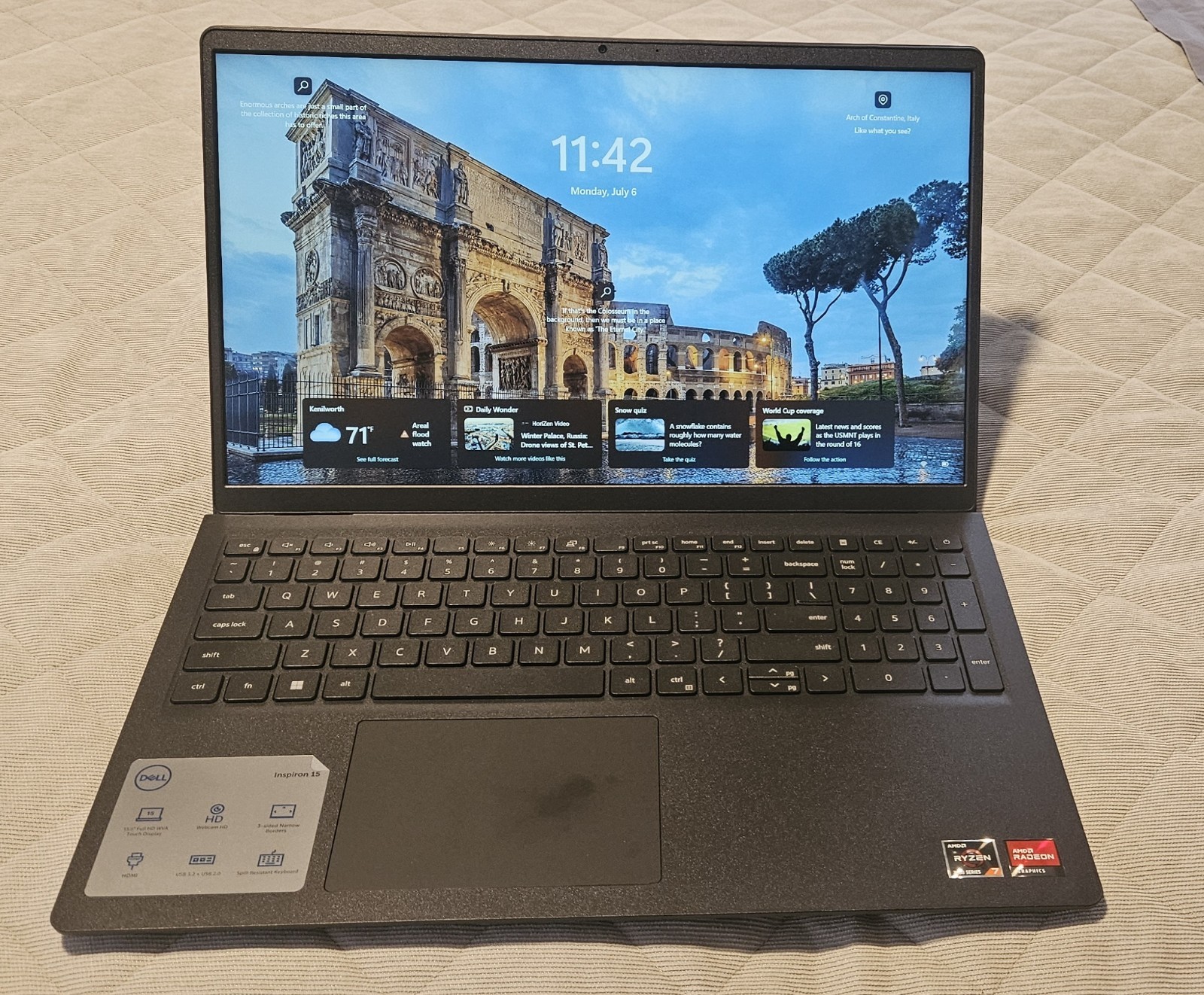 Dell Inspiron 15 Laptop, 15.6″ FHD, 8Core AMD Ryzen 7 7730U, 32GB DDR4 RAM, 1TB.
