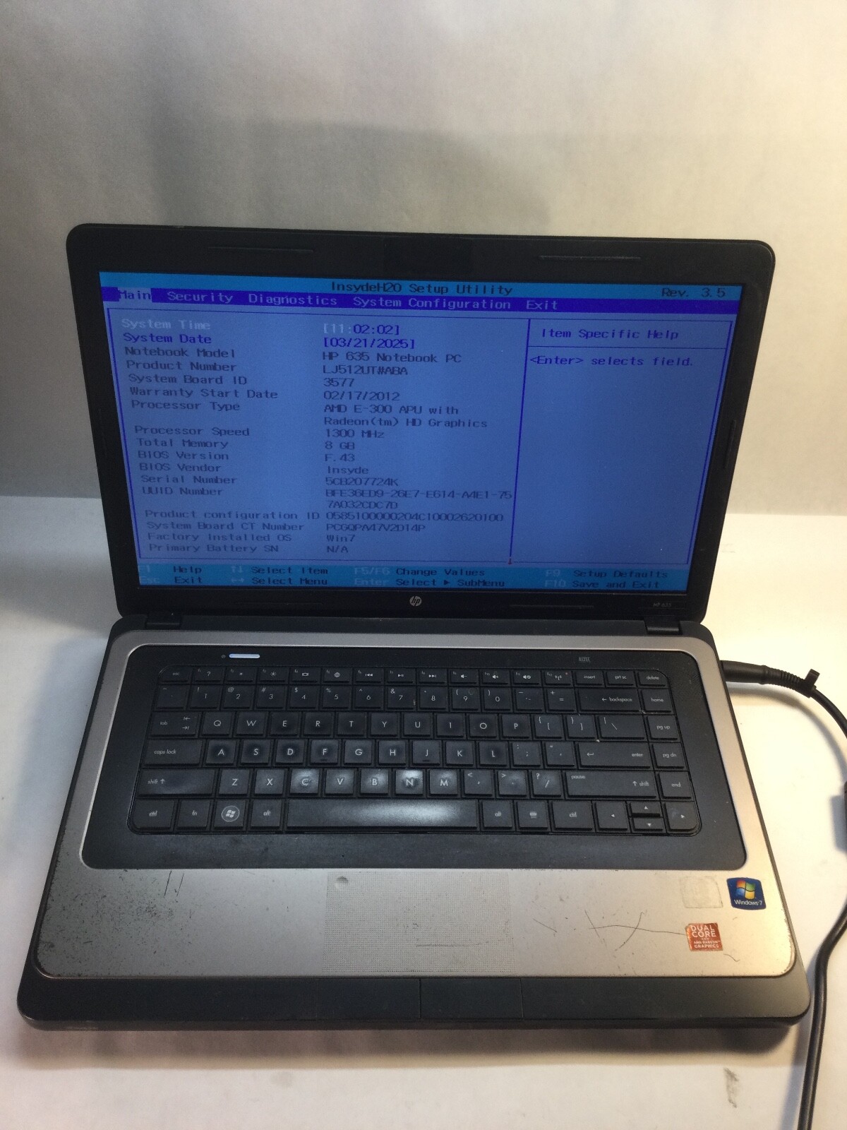 LOT OF 2- HP 635 15″ Laptop AMD E-300 -BOOT/FOR PARTS -MZ