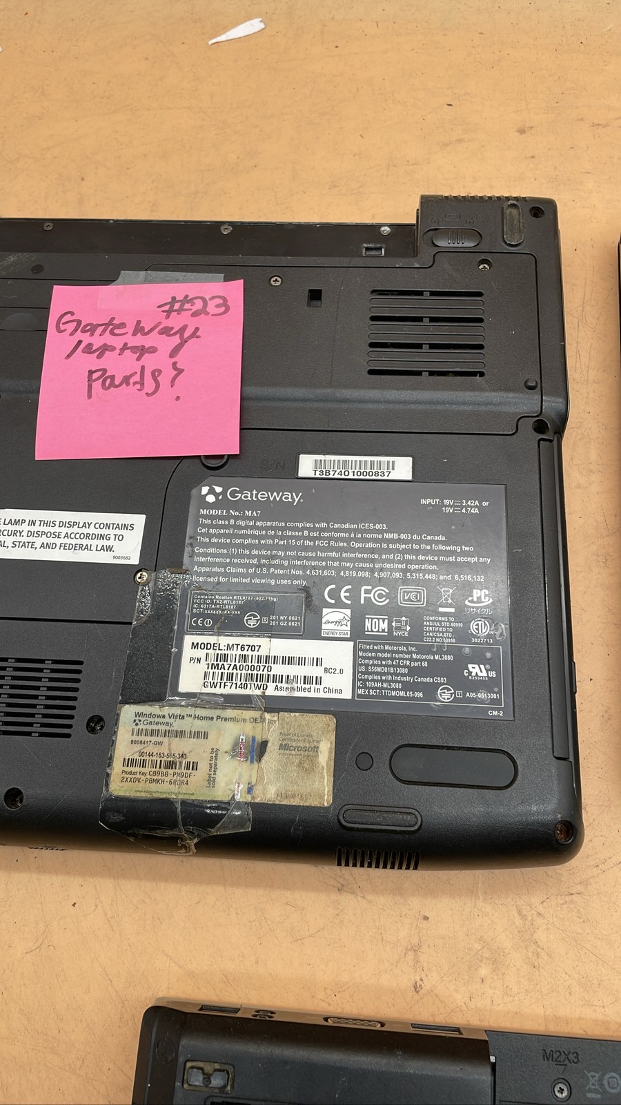 HP EliteBook 8470p Compaq CQ57 & Gateway MT6707 Laptop No HDD for Parts/Repair