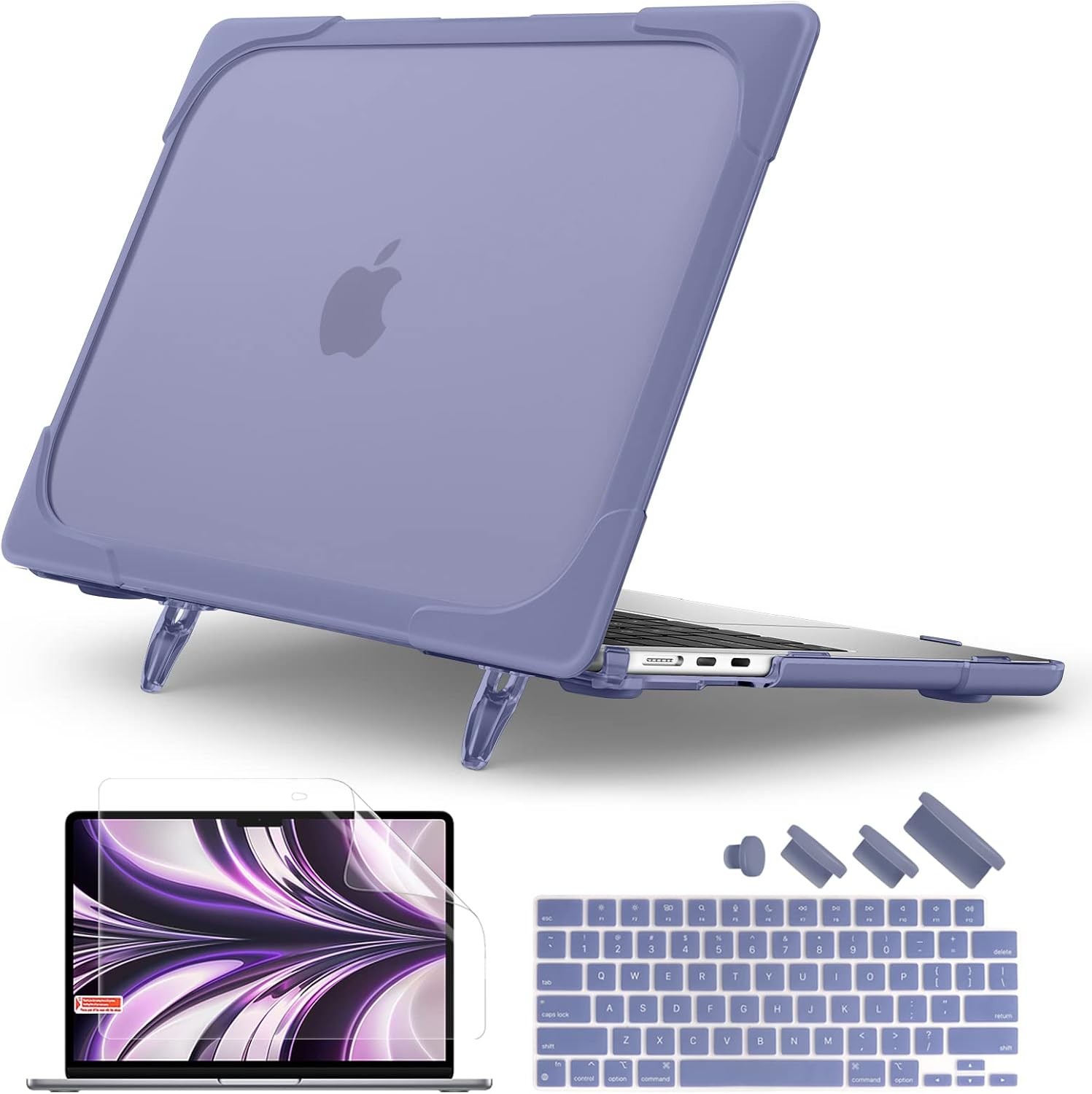 FlexStand Heavy Duty Case for MacBook Air 13.6 inch, Lavender Grey, Foldable Kic
