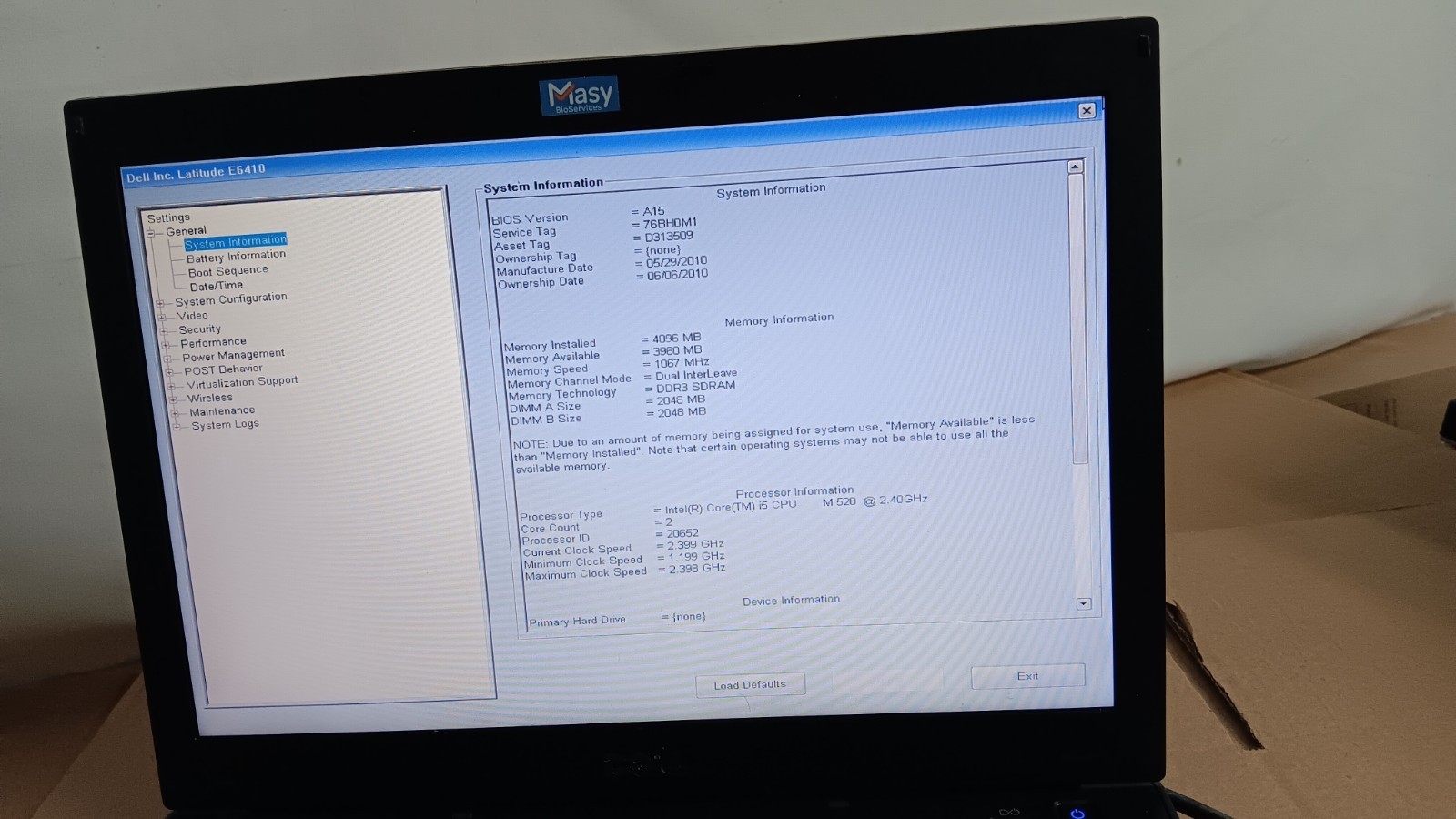 Dell Latitude E6410 Laptop Core i5-M520 @ 2.40GHz 14″ LCD Screen 9 cell Battery
