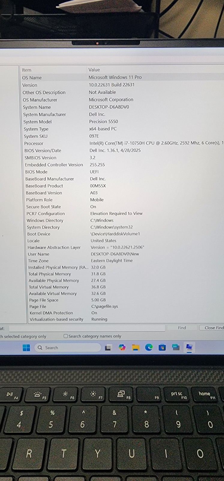 Dell Precision 5550 i7-10750H 32GB RAM 512GB SSD – Windows 11 pro