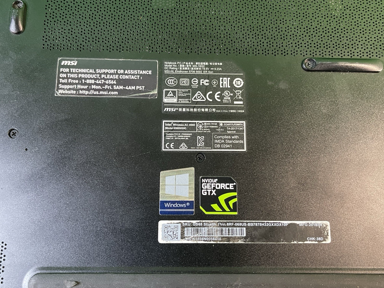 MSI GS65 Stealth Thin 8RF Intel i7-8750H GTX 1070 32GB RAM 1TB SSD 15.6″ | READ