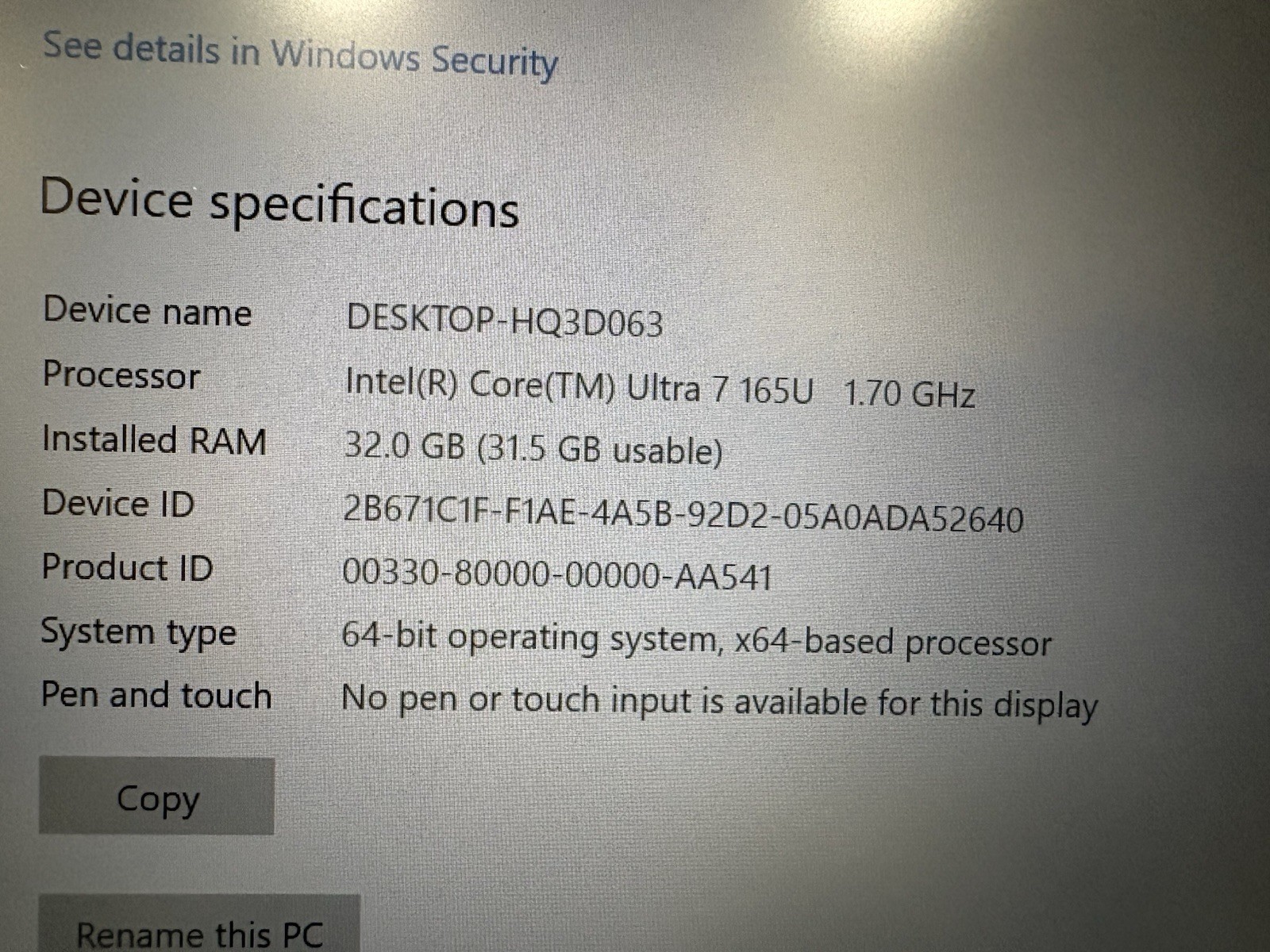 Dell Latitude 5450 14″ Laptop Core Ultra 7 165U 32GB 237GB SSD Win10 Pro Silver