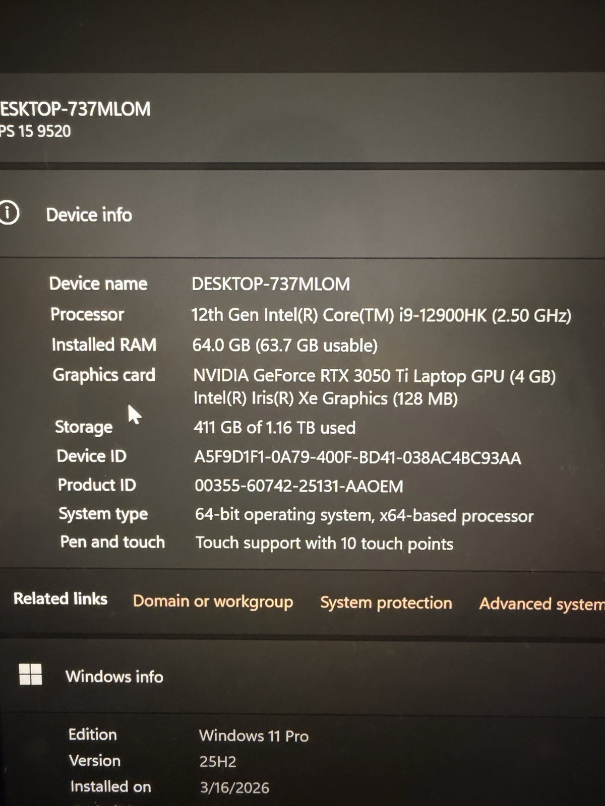 Dell XPS 15 9520