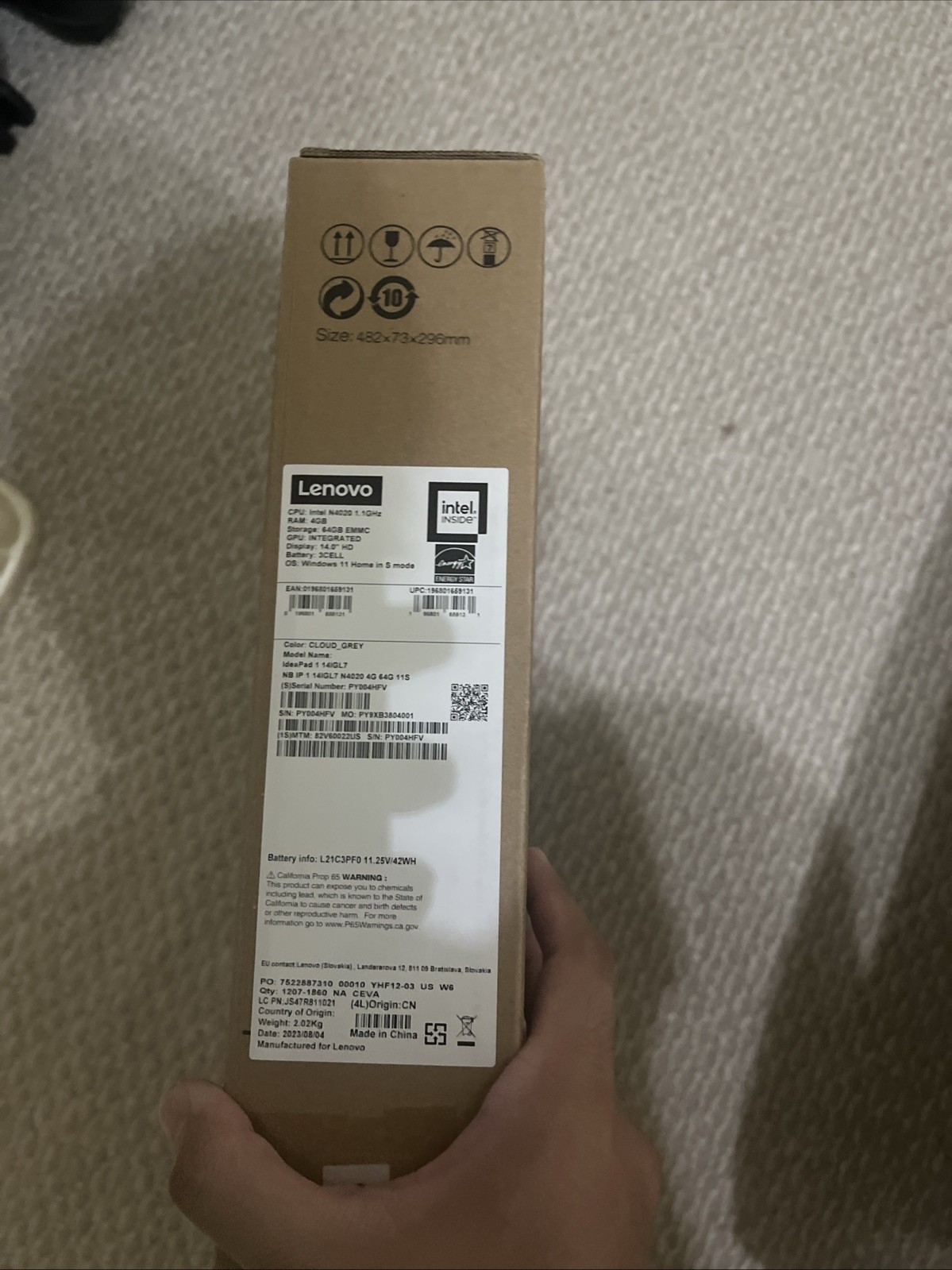 Lenovo IdeaPad 1 14IGL7–Gray—Charger Included—Used—128GB