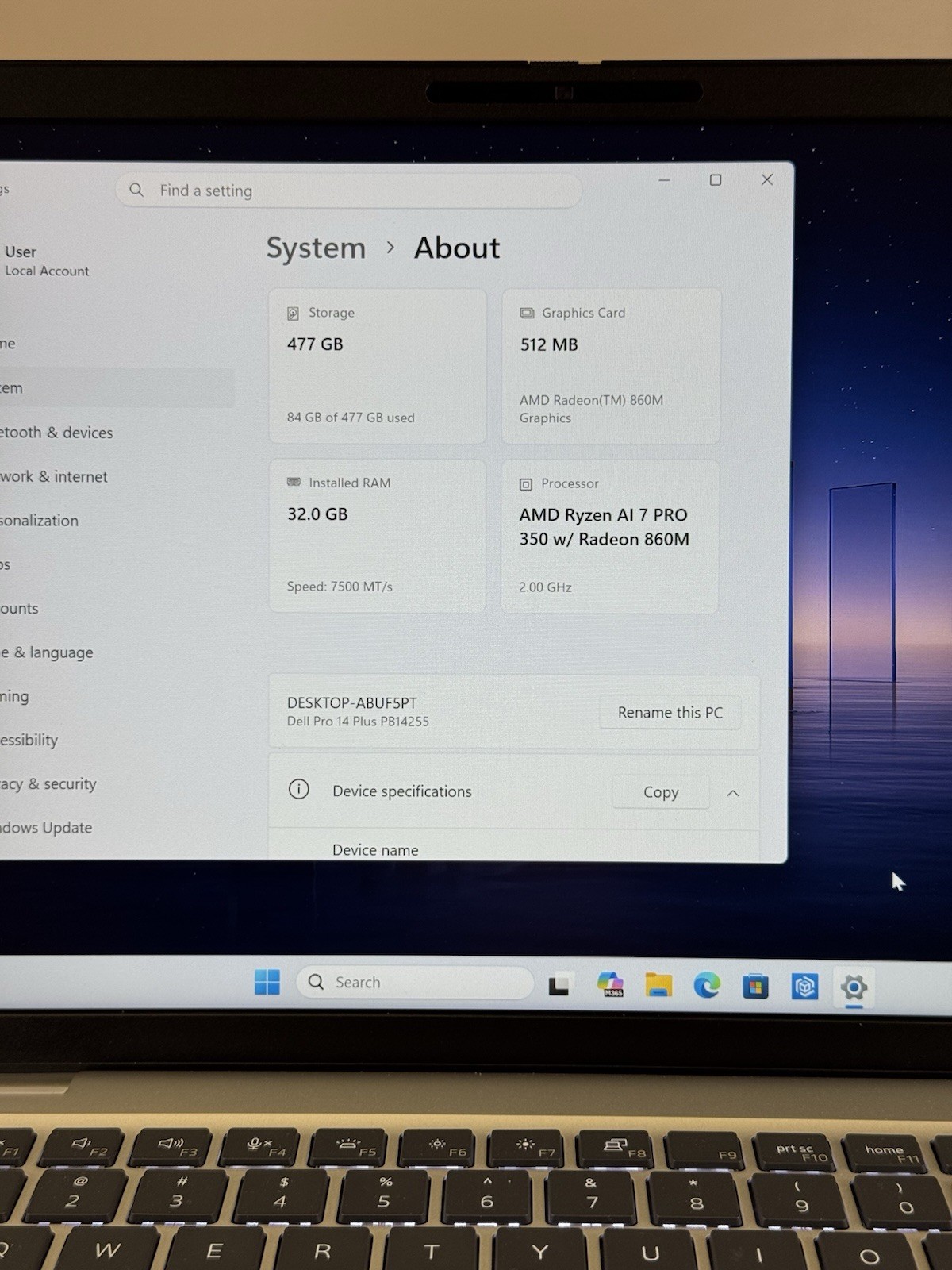 DELL PRO 14 PLUS (PB14255) RYZEN AI 7 PRO 350 32GB RAM 512GB SSD