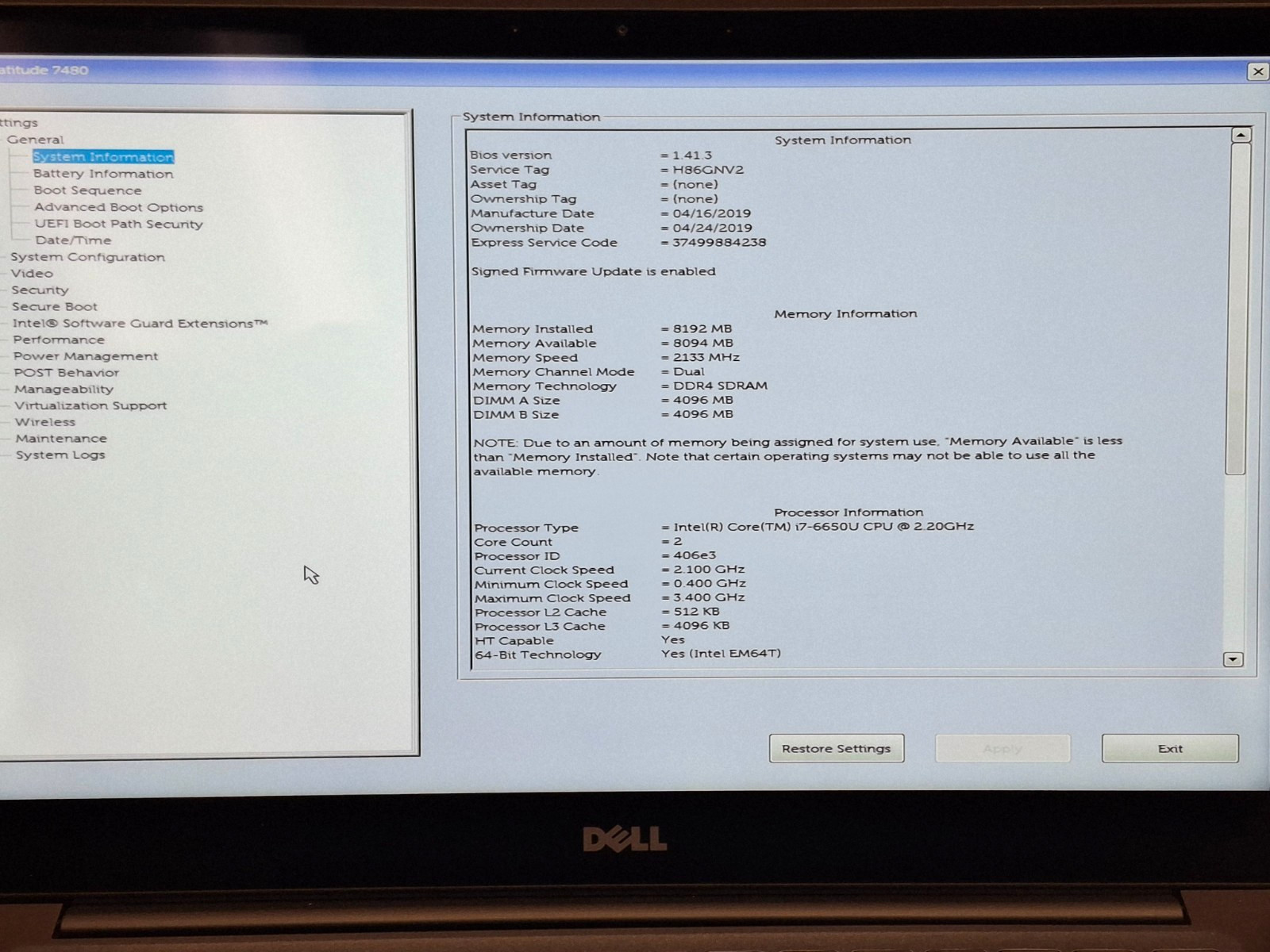 DELL LATITUDE 7480 i7-6650U 8GB RAM 256GB NVMe Wifi Webcam Touchscreen W10P W/AC