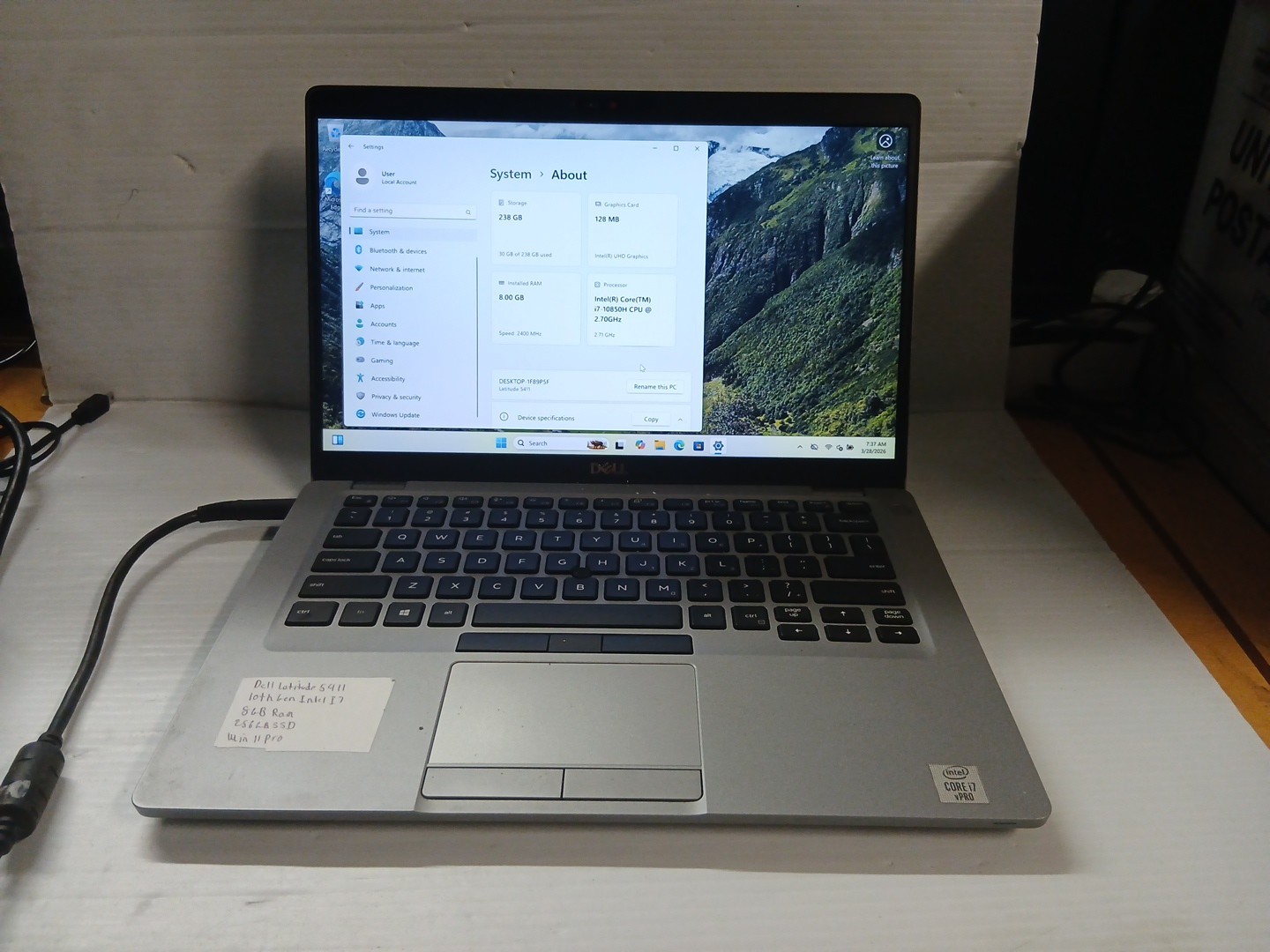 Dell Latitude 5411 i7-10850H 8GB NVMe 256GB FHD non-touch TB3 FP+SC IR Cam vPro