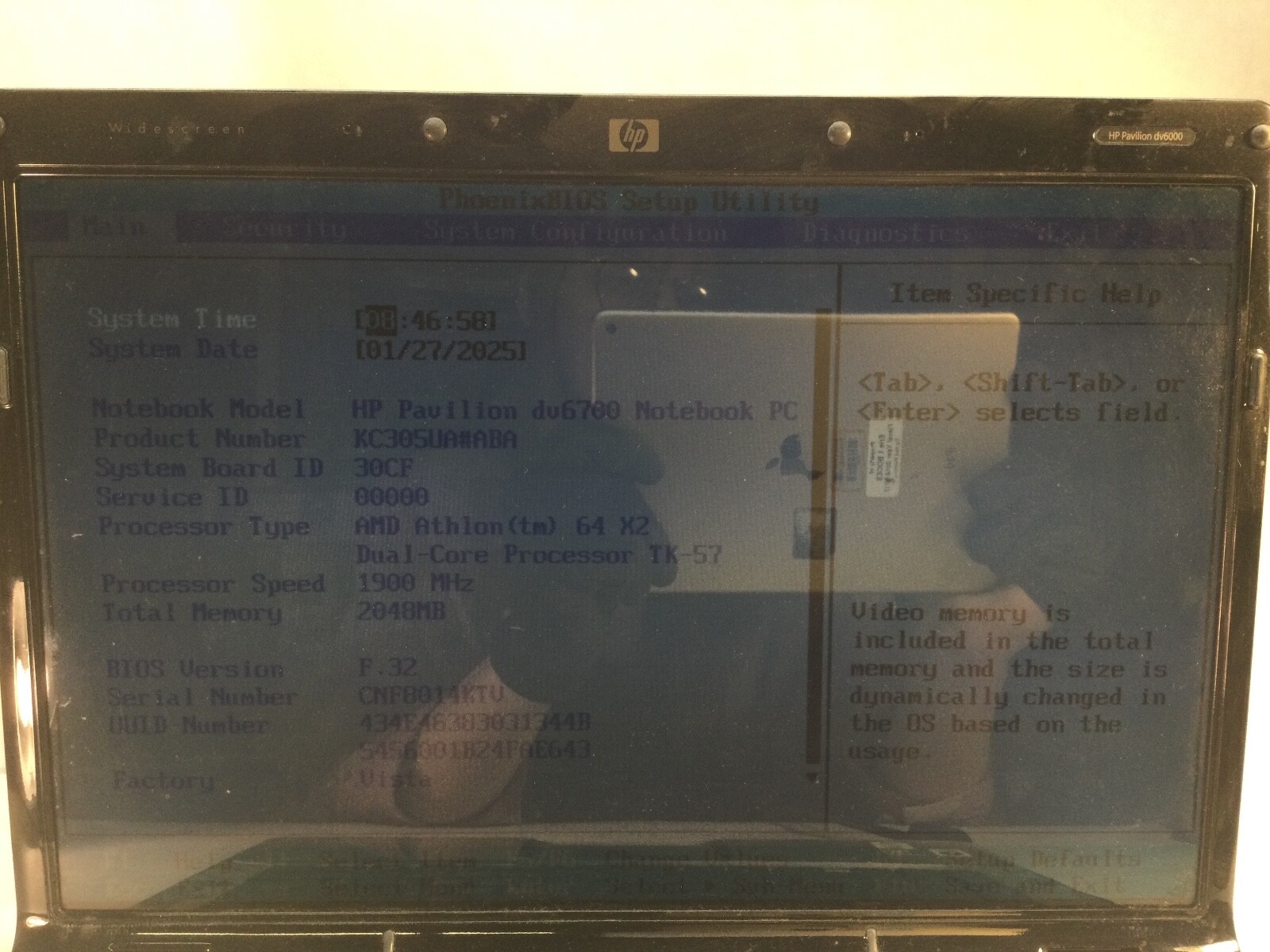 HP Pavilion dv6700 15″ Laptop AMD Athlon 64 X2 -BOOTS/BROKEN SATA- MZ