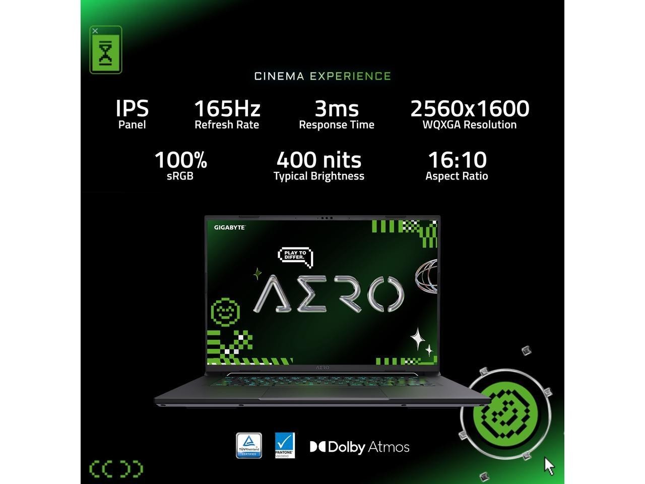 GIGABYTE AERO X16 16″ 165Hz WQXGA, RTX 5070 Ryzen AI 9 HX 370 1TB SSD, 32GB DDR5