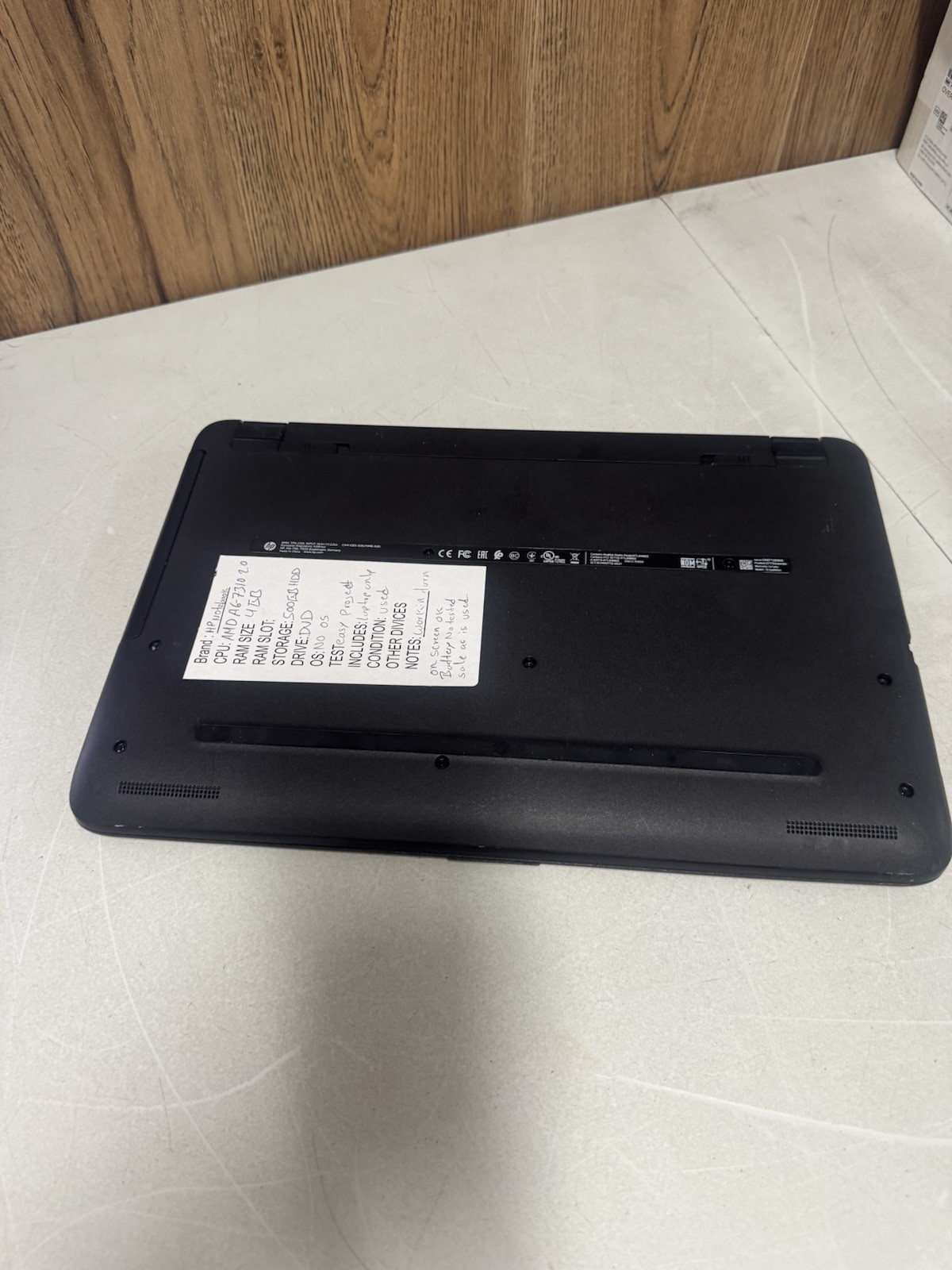 HP 15-ba009dx AMD A6 4GB 500GB HDD 15.6” Laptop No OS Tested