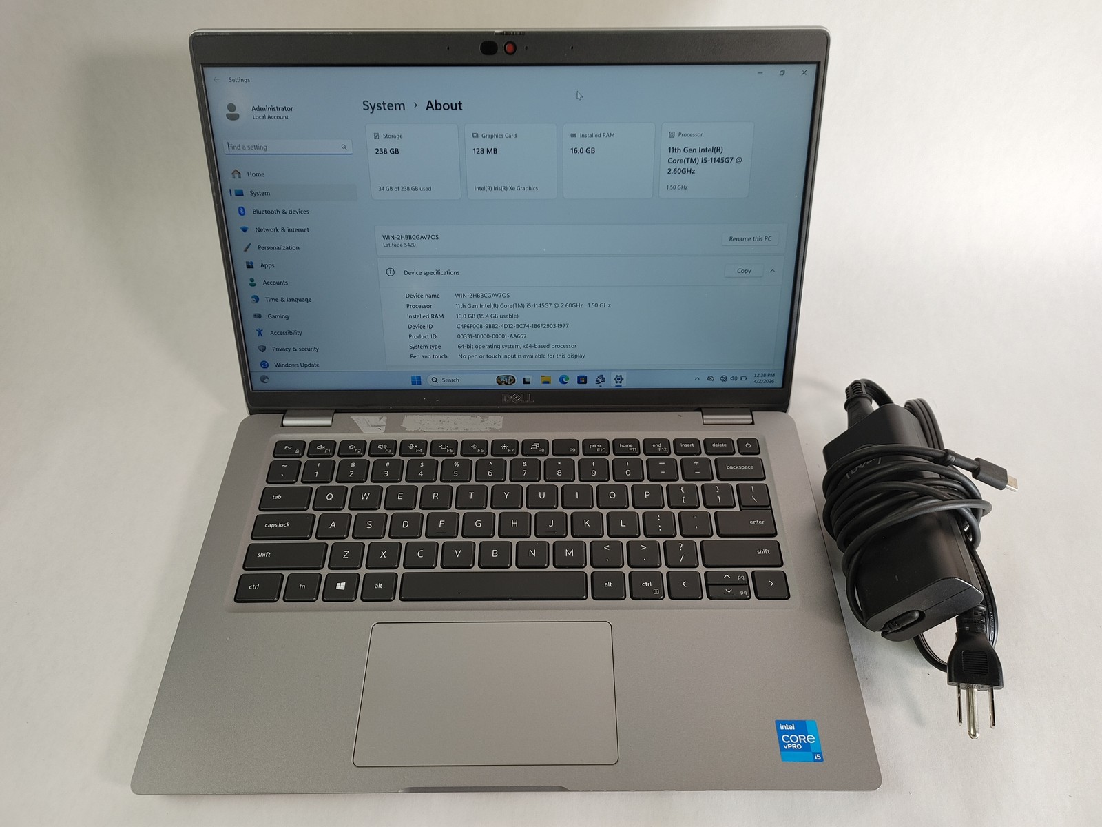 Dell Latitude 5420 Core i5-1145G7 2.60 GHz 16 GB DDR4 256 GB NVMe Windows 11 Pro