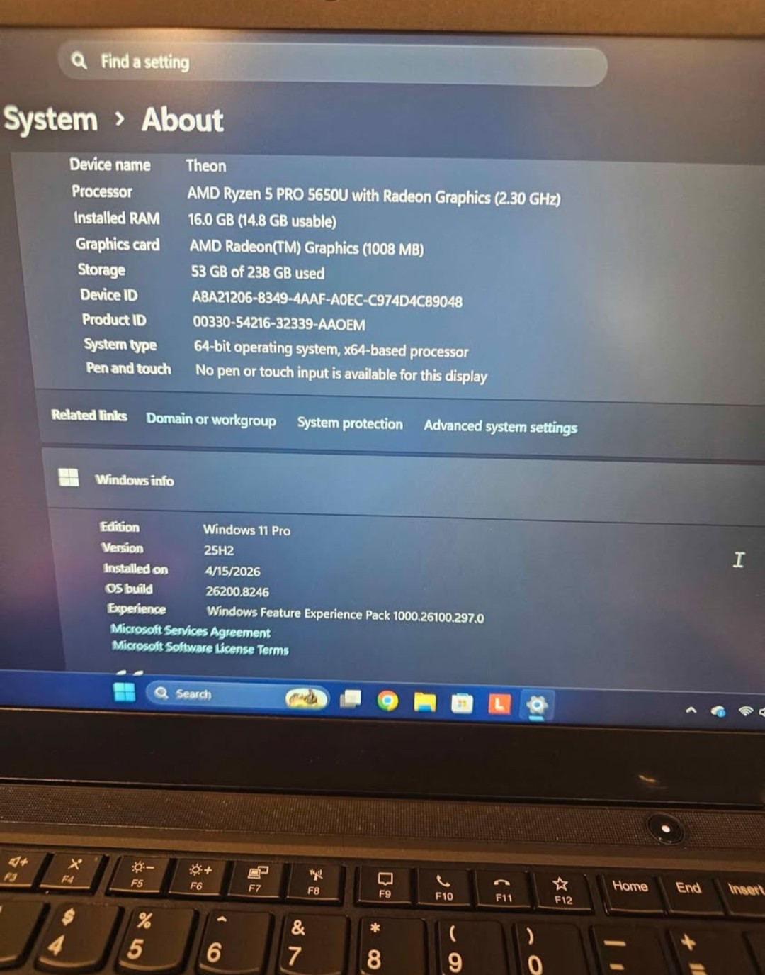 Lenovo ThinkPad T14 Gen2 14″ AMD Ryzen 5 PRO 5650U 2.3GHz 16GB / 256GB Excellent
